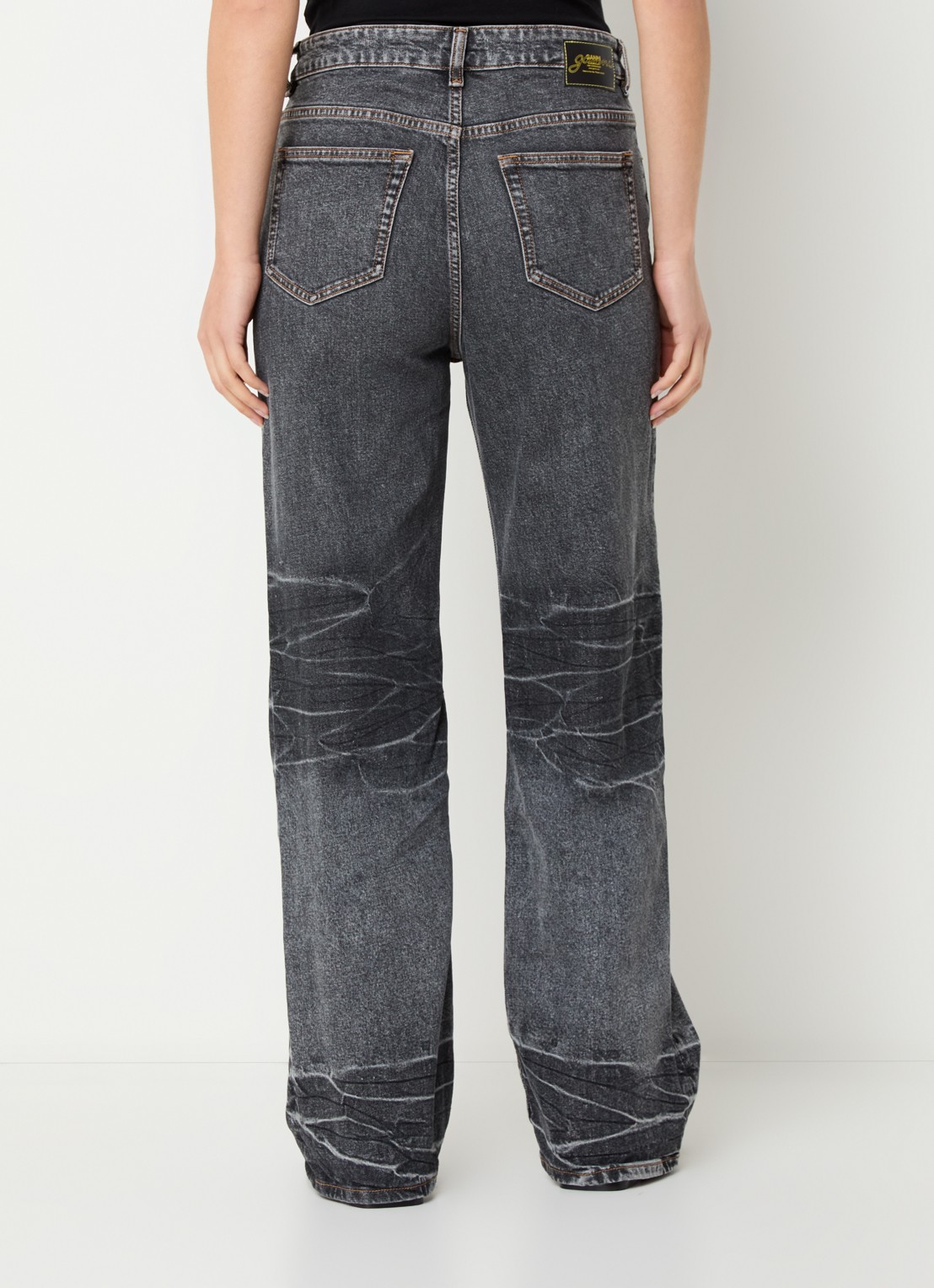 Ganni High waist loose fit jeans in  katoenblend met gekleurde wassing - achterkant antraciet