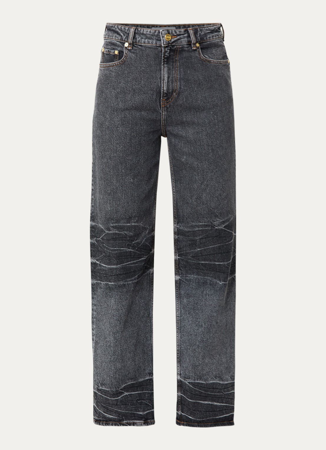 Ganni High waist loose fit jeans in  katoenblend met gekleurde wassing - voorkant 4 antraciet