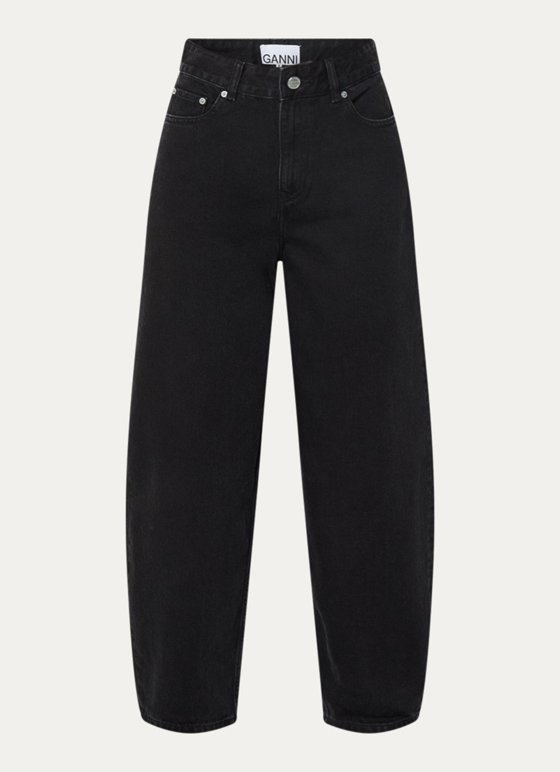 Ganni High waist loose fit jeans van  katoen - voorkant zwart