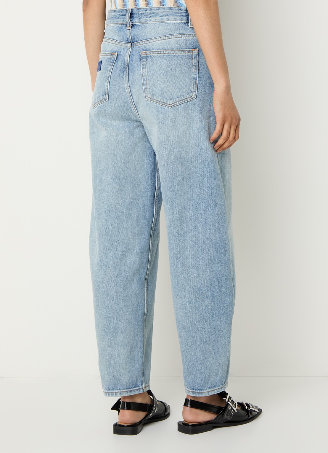 Ganni High waist loose fit jeans van  katoen - achterkant indigo