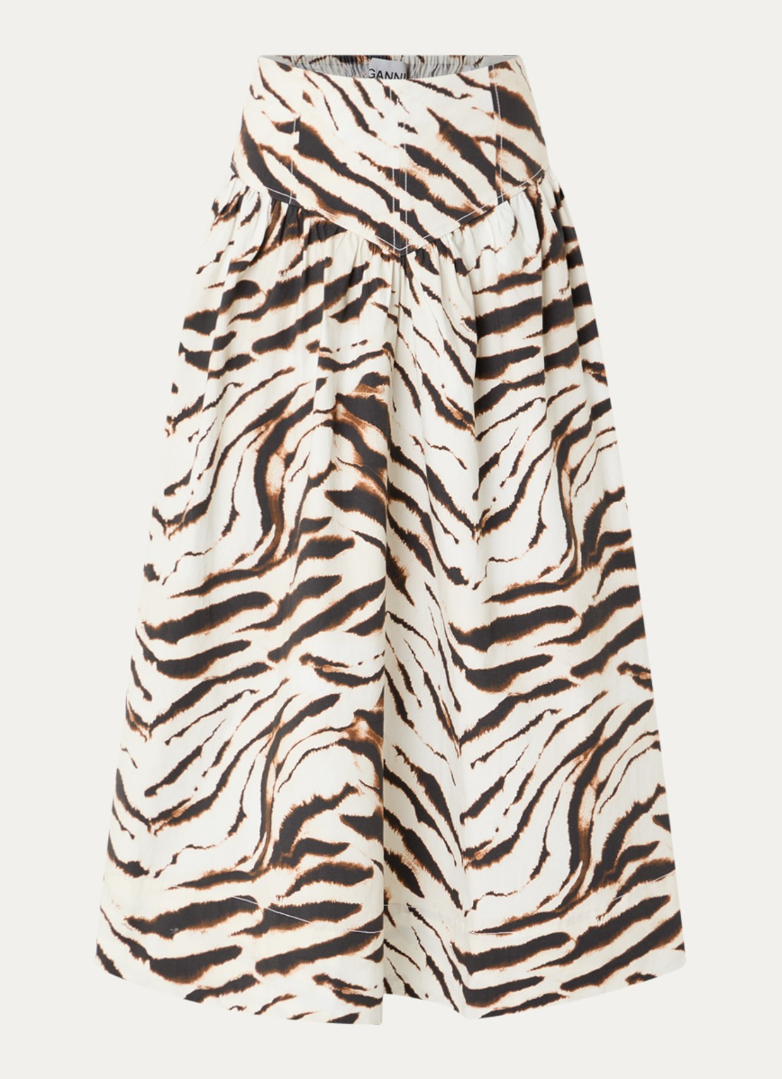 Ganni High waist midi rok met print - voorkant 3 gebroken wit