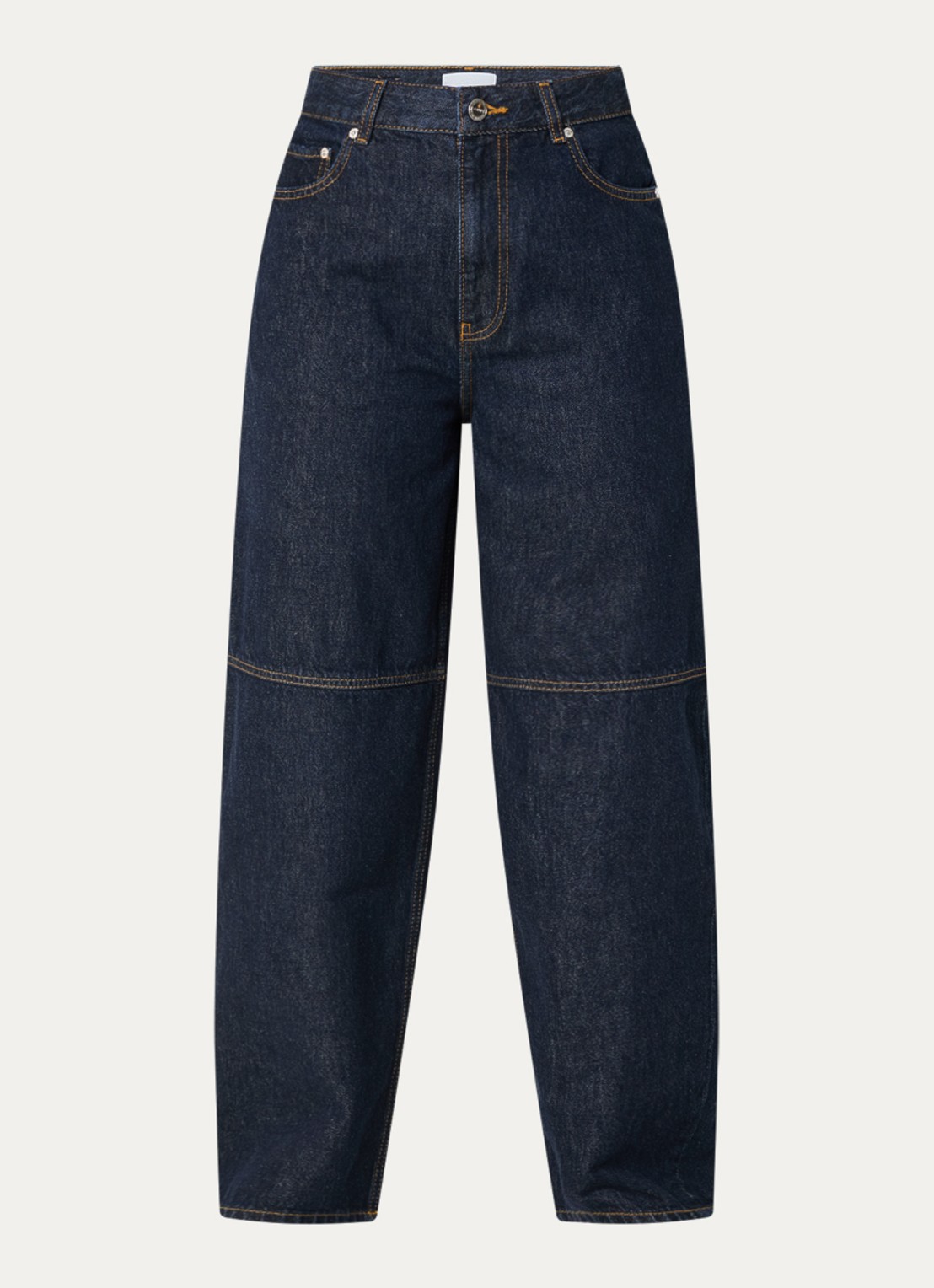 Ganni High waist wide leg jeans met donkere wassing - voorkant 2 indigo