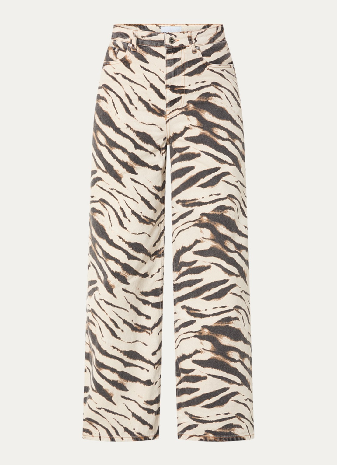 Ganni High waist wide leg jeans met gekleurde wassing - voorkant 3 vanillegeel