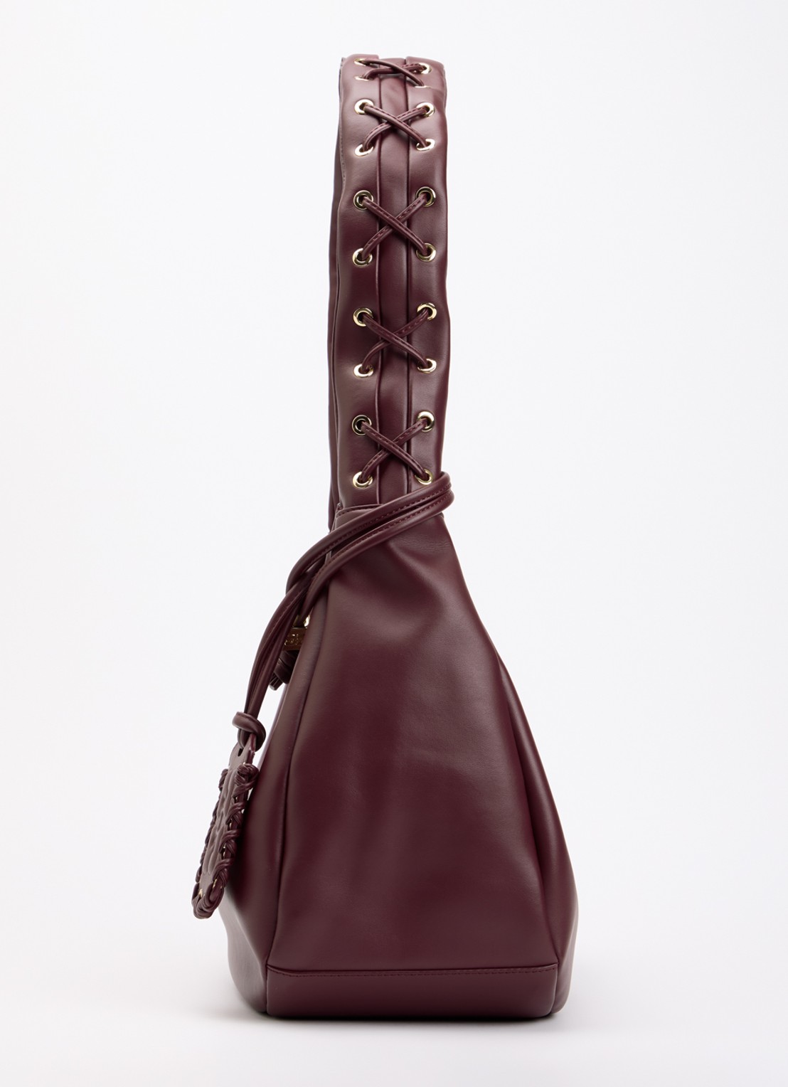 Ganni Hobo Laces Medium schoudertas met logo - detail 3 bordeauxrood