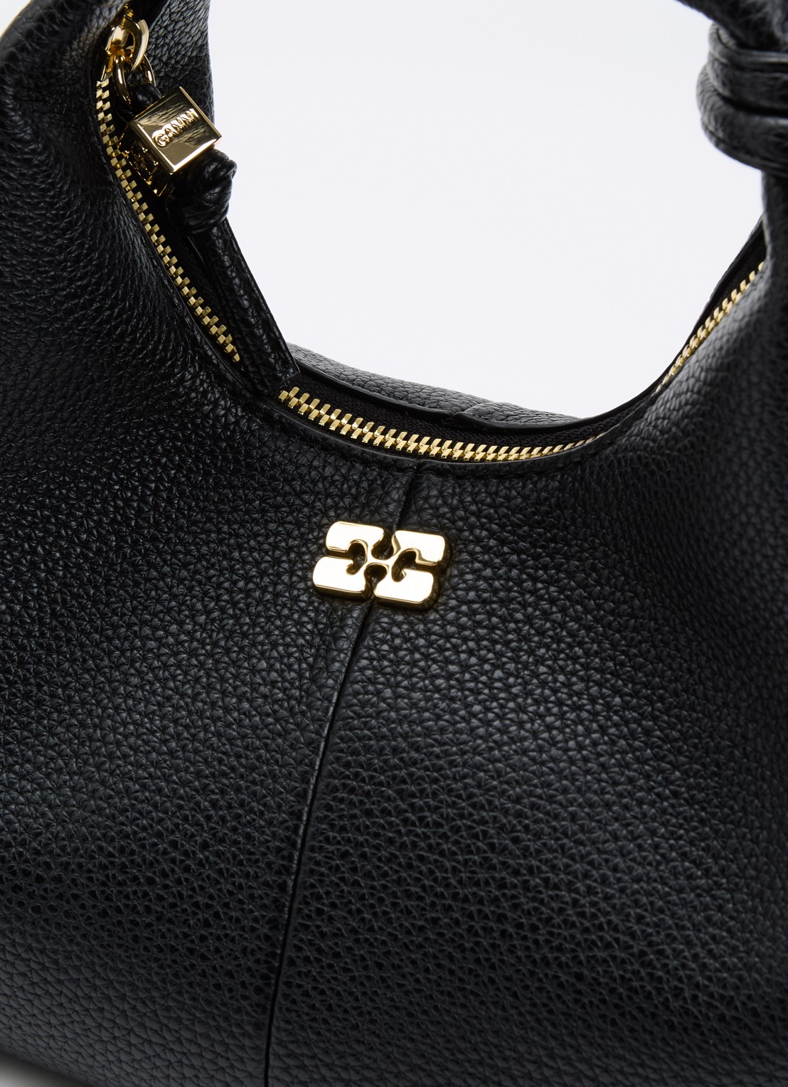 Ganni Hobo Mini handtas met afneembare schouderriem - detail 7 zwart