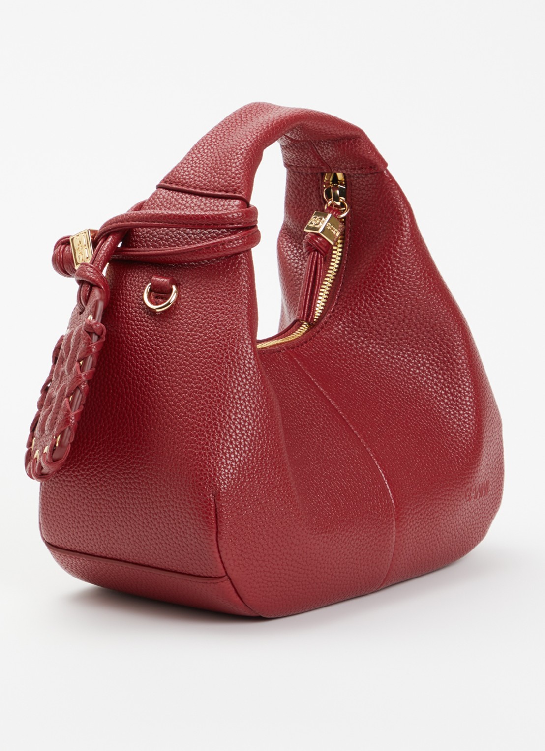 Ganni Hobo Mini handtas met afneembare schouderriem - achterkant donkerrood