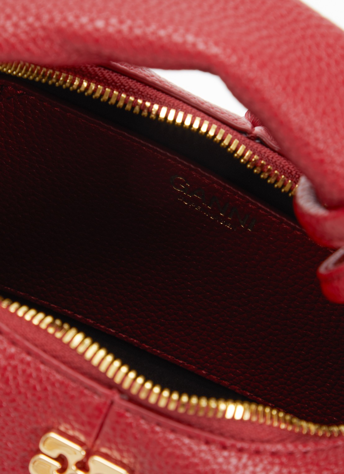 Ganni Hobo Mini handtas met afneembare schouderriem - detail 2 donkerrood