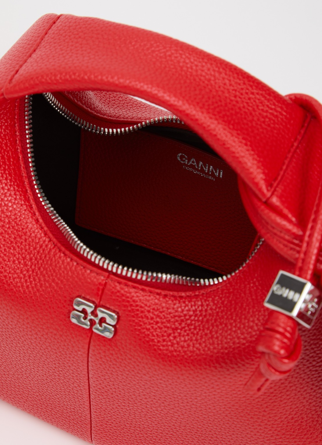 Ganni Hobo Mini handtas met afneembare schouderriem - detail 2 vuurrood