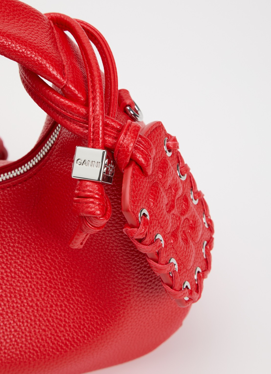 Ganni Hobo Mini handtas met afneembare schouderriem - detail 4 vuurrood
