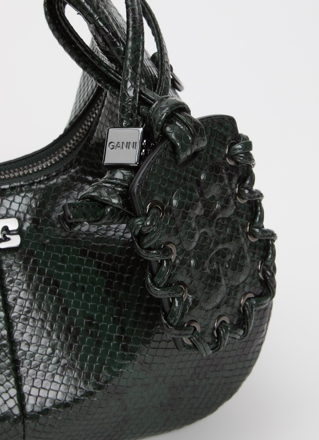 Ganni Hobo Mini handtas met afneembare schouderriem - detail 4 groen