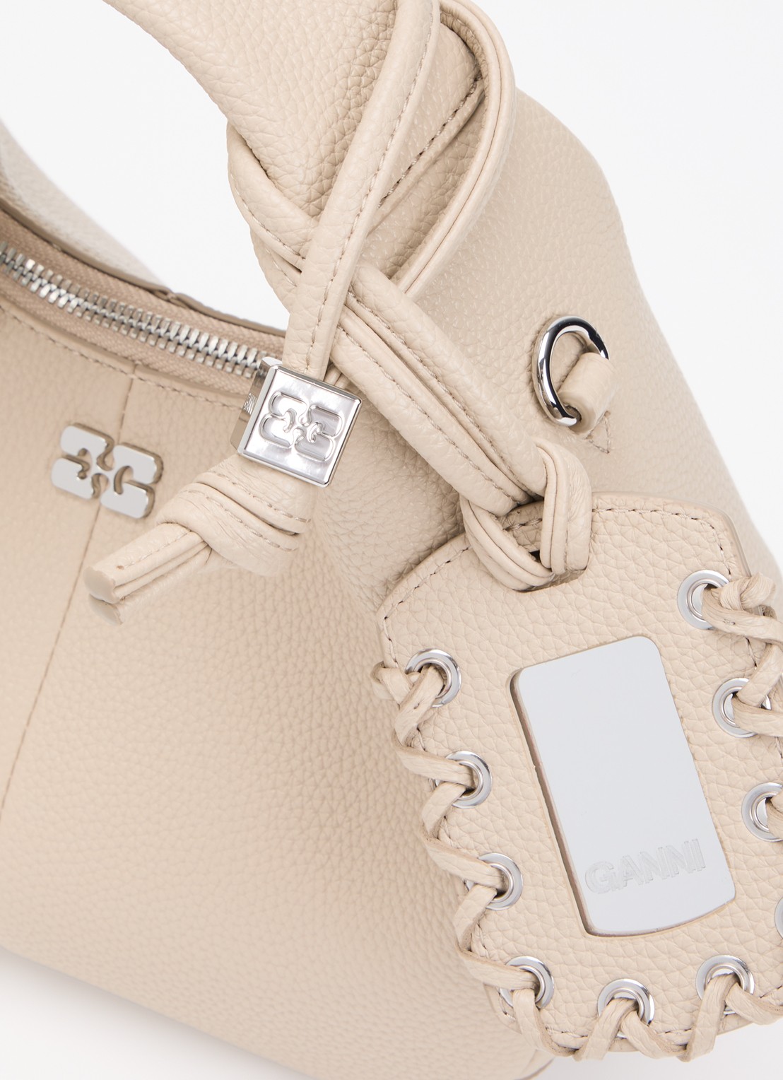 Ganni Hobo Mini handtas met afneembare schouderriem - detail 4 donkerbeige
