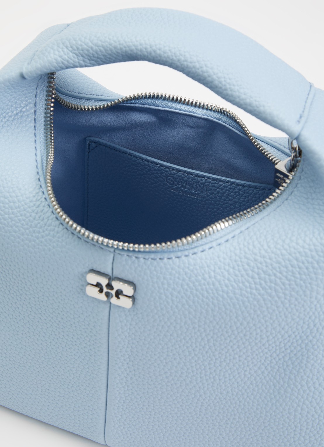 Ganni Hobo Mini handtas met afneembare schouderriem - detail 3 blauw