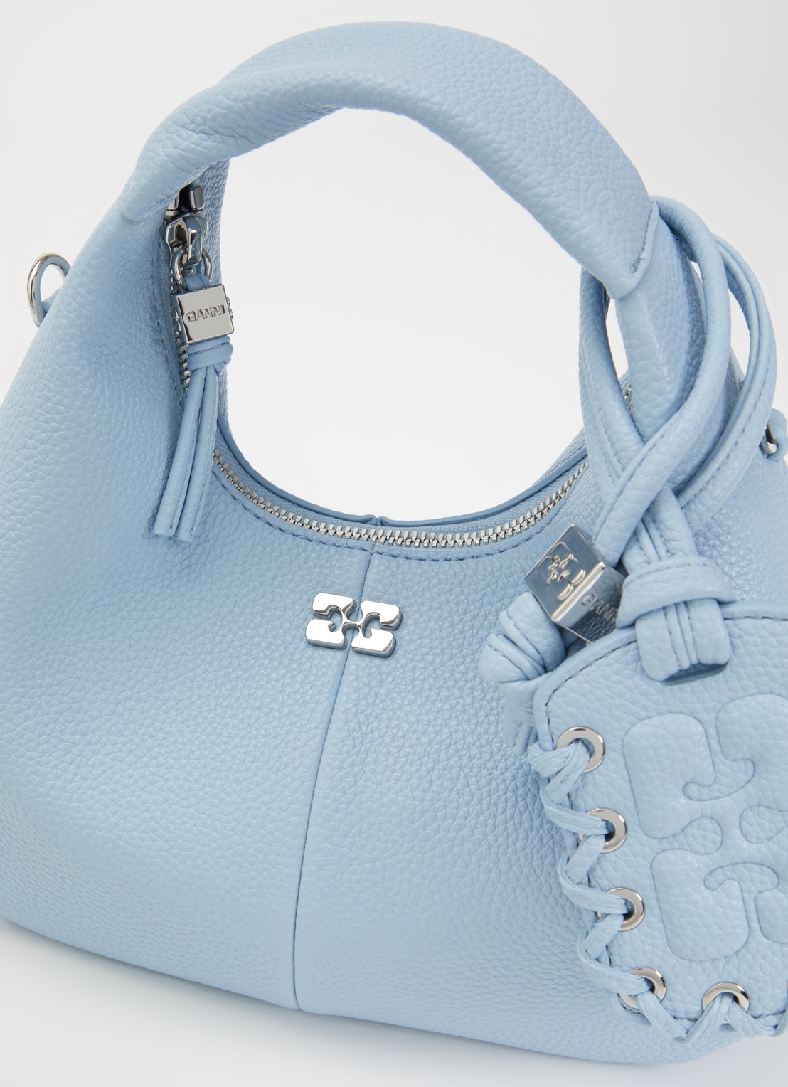 Ganni Hobo Mini handtas met afneembare schouderriem - detail 5 blauw