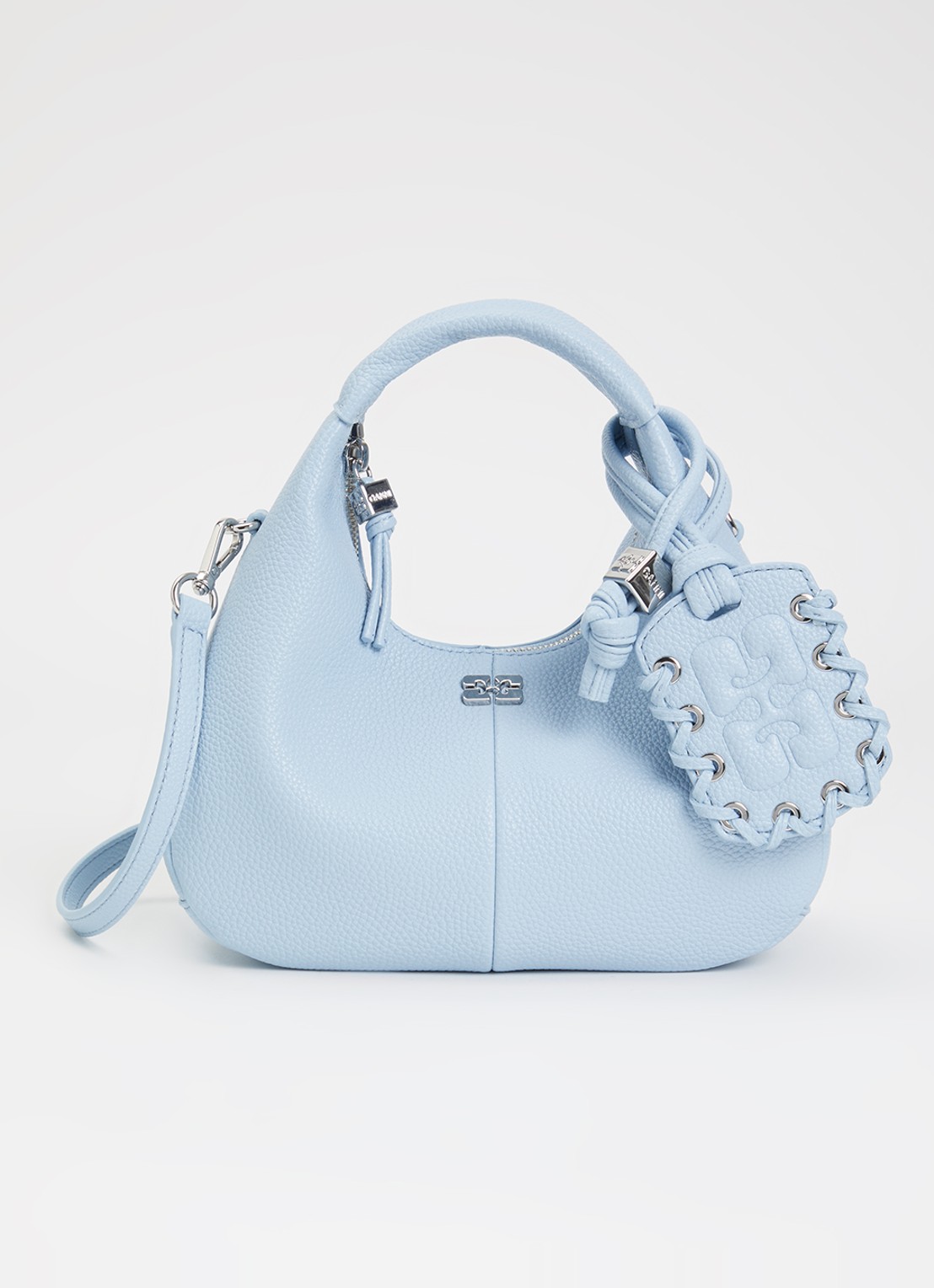 Ganni Hobo Mini handtas met afneembare schouderriem - voorkant 2 blauw