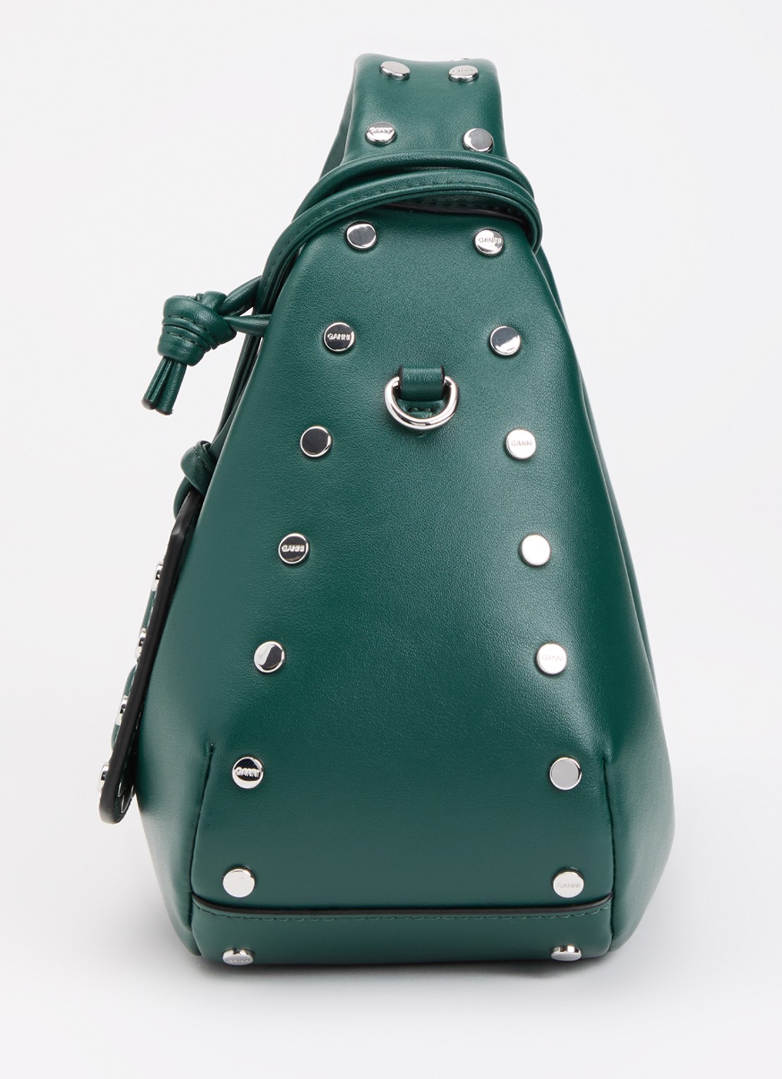 Ganni Hobo Mini handtas van leer met studs - detail 4 groen