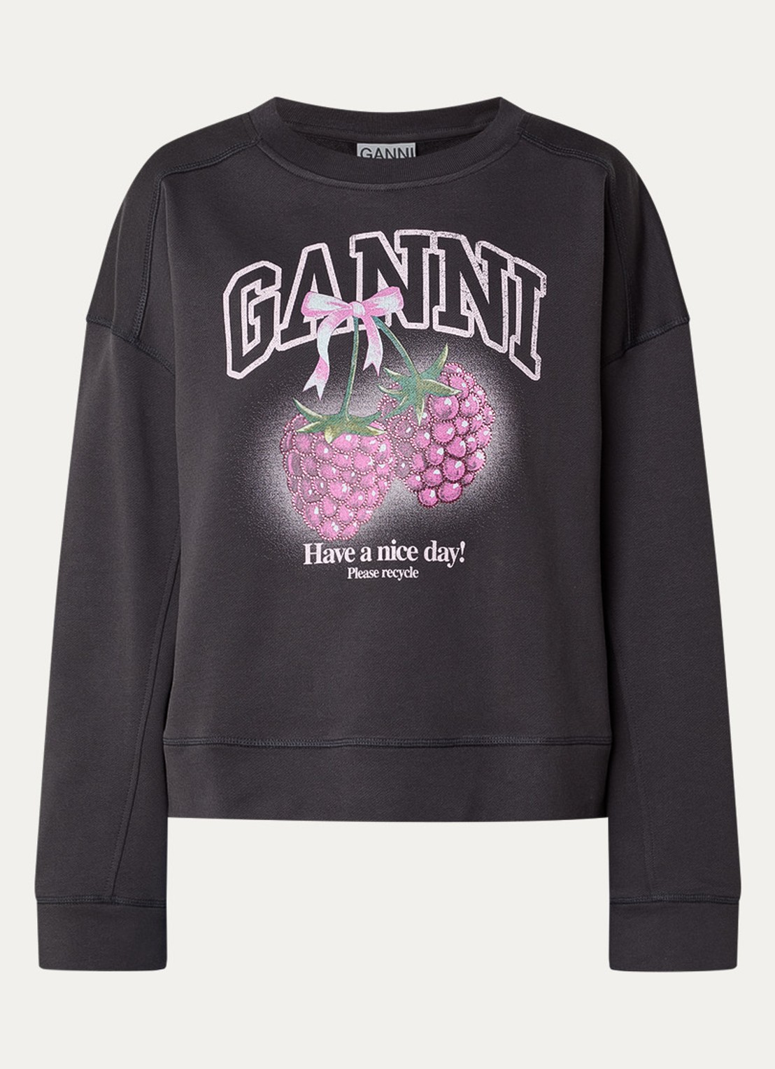Ganni Isoli sweater met logoprint - voorkant antraciet