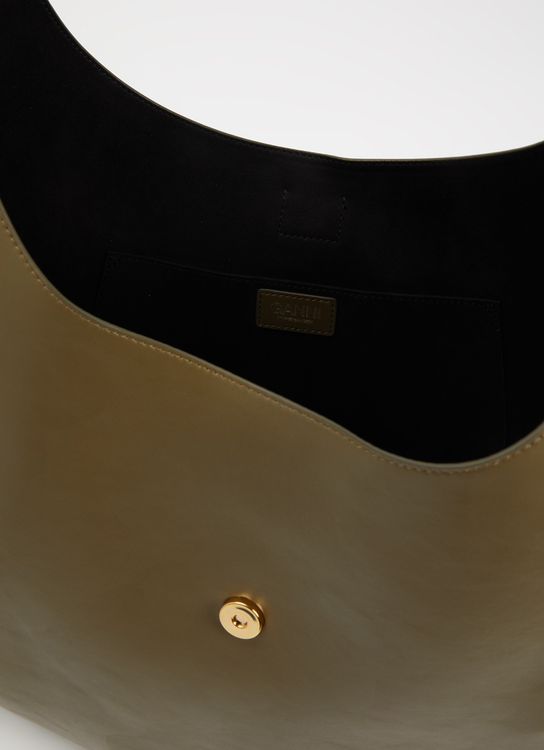 Ganni Kat Large schoudertas met gespdetail en uitneembaar etui - detail 2 mosgroen