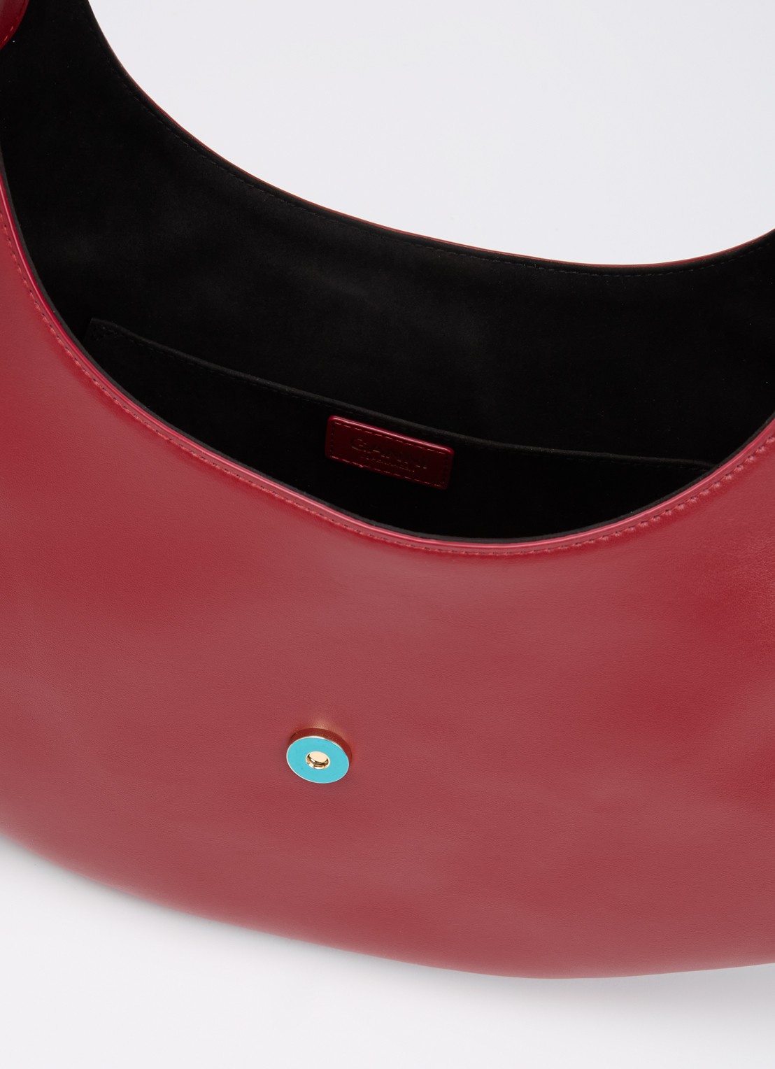 Ganni Kat Small schoudertas van leer met logo - detail 3 rood