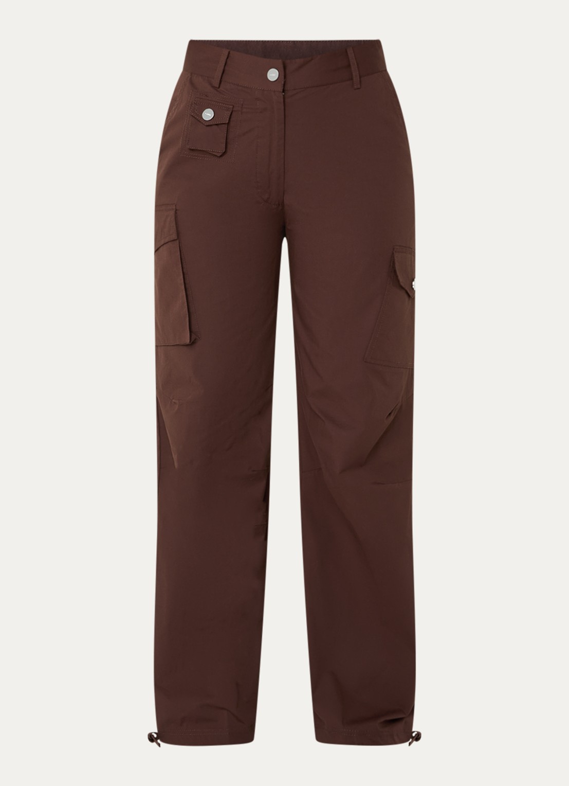Ganni Mid waist straight leg broek met steekzakken - voorkant 2 kastanjebruin
