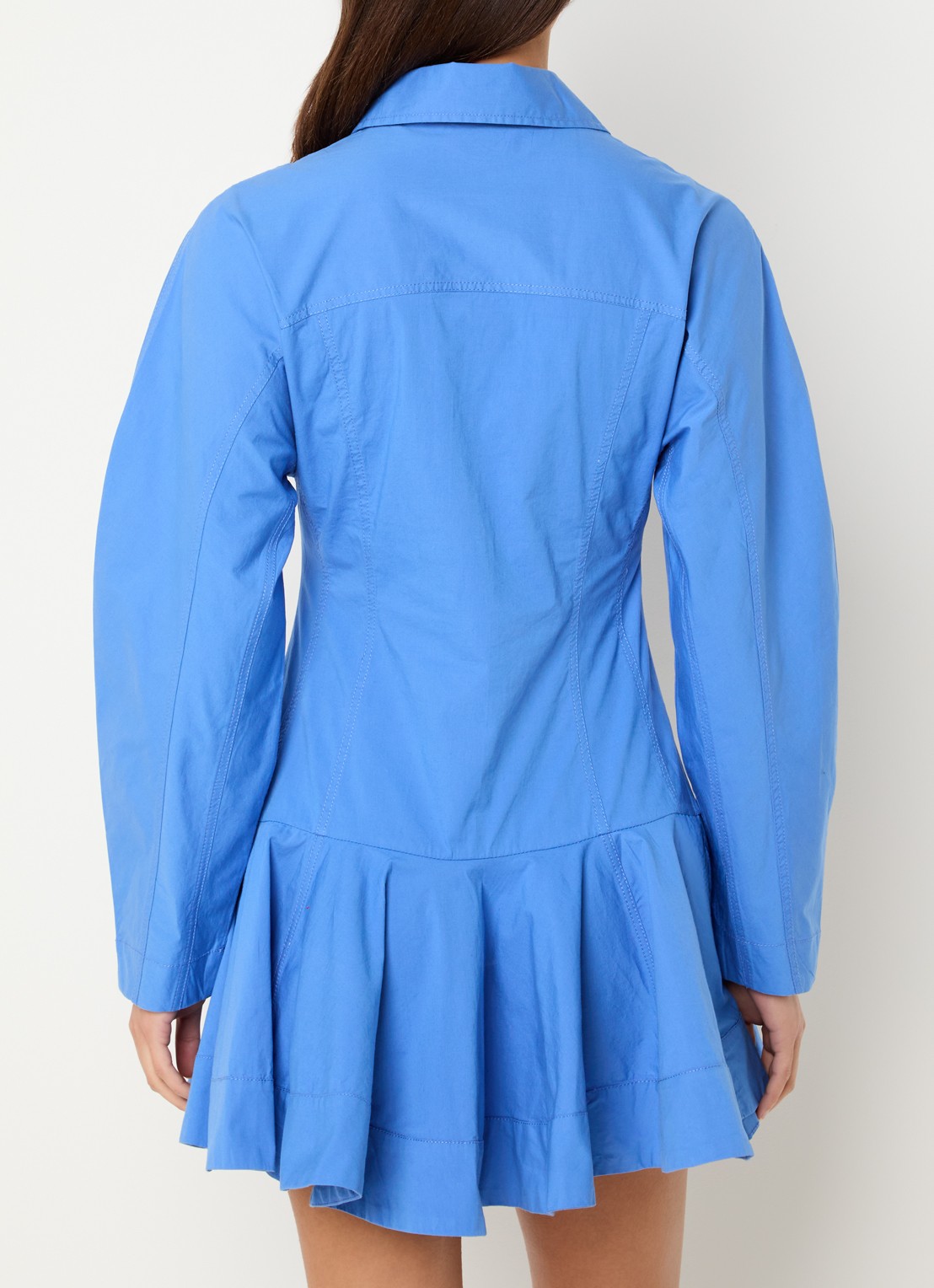 Ganni Mini blousejurk - achterkant lichtblauw