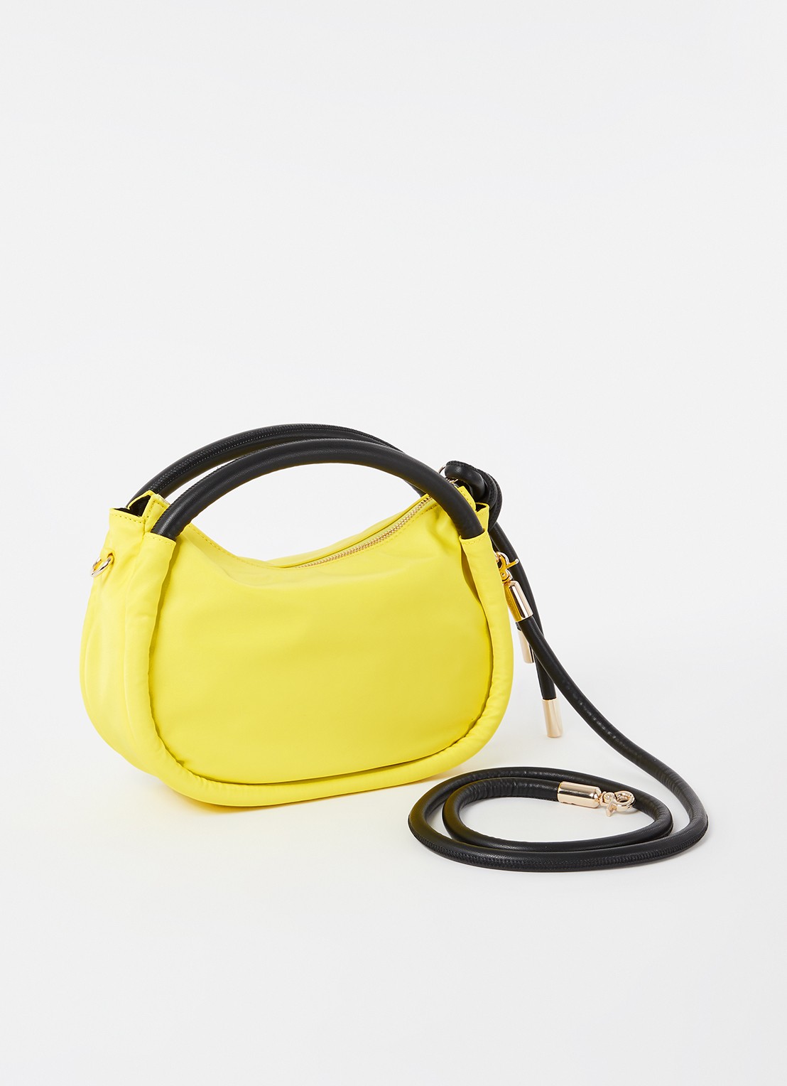 Ganni Mini Knot handtas met leren details  - achterkant 4 geel
