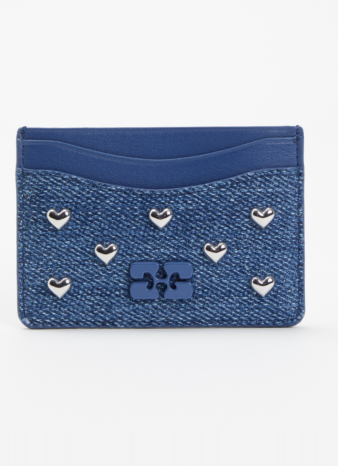 Ganni Pasjeshouder van denim met studs - voorkant 2 indigo
