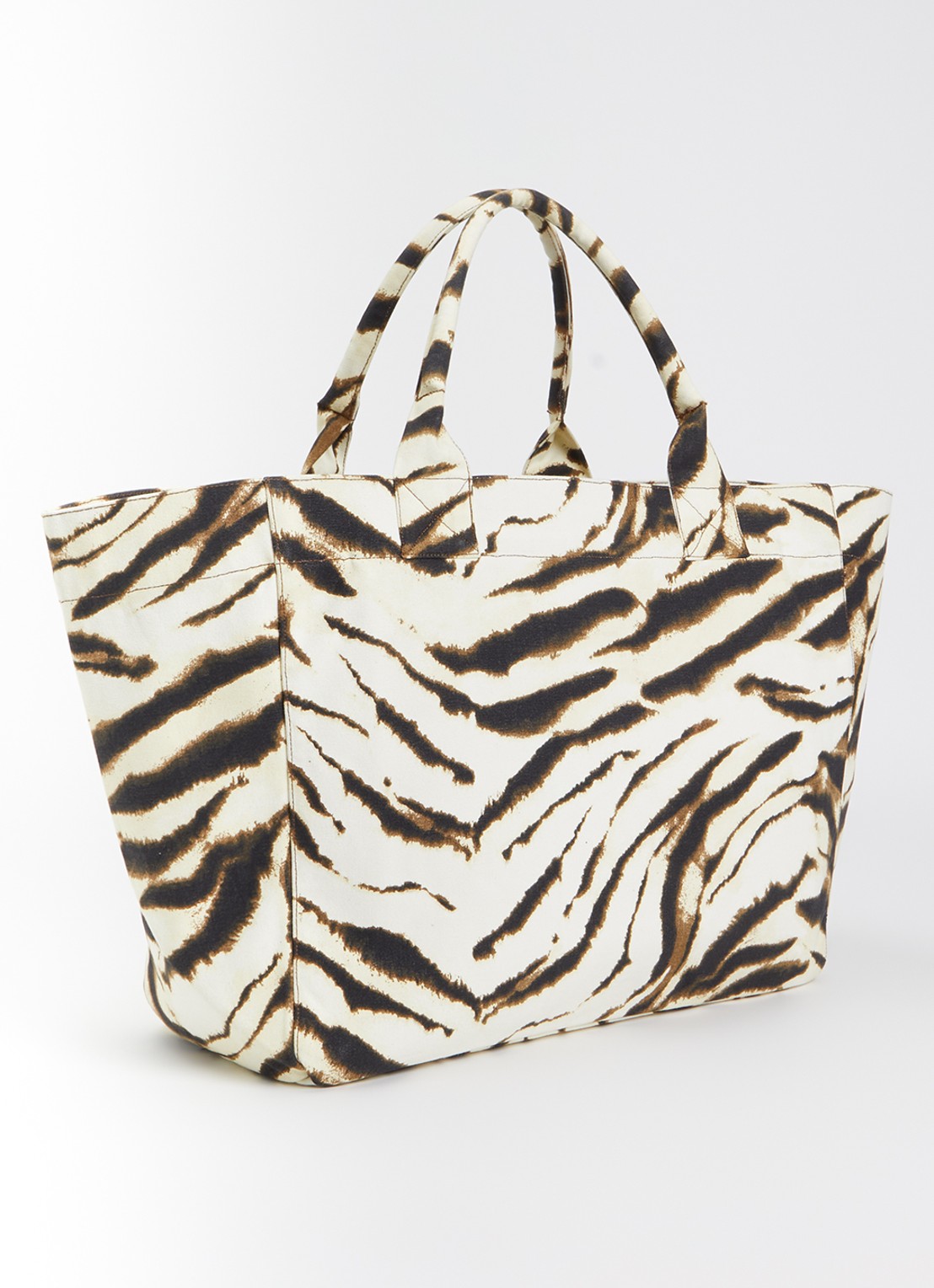 Ganni Shopper met zebraprint en logoborduring - achterkant 5 beige