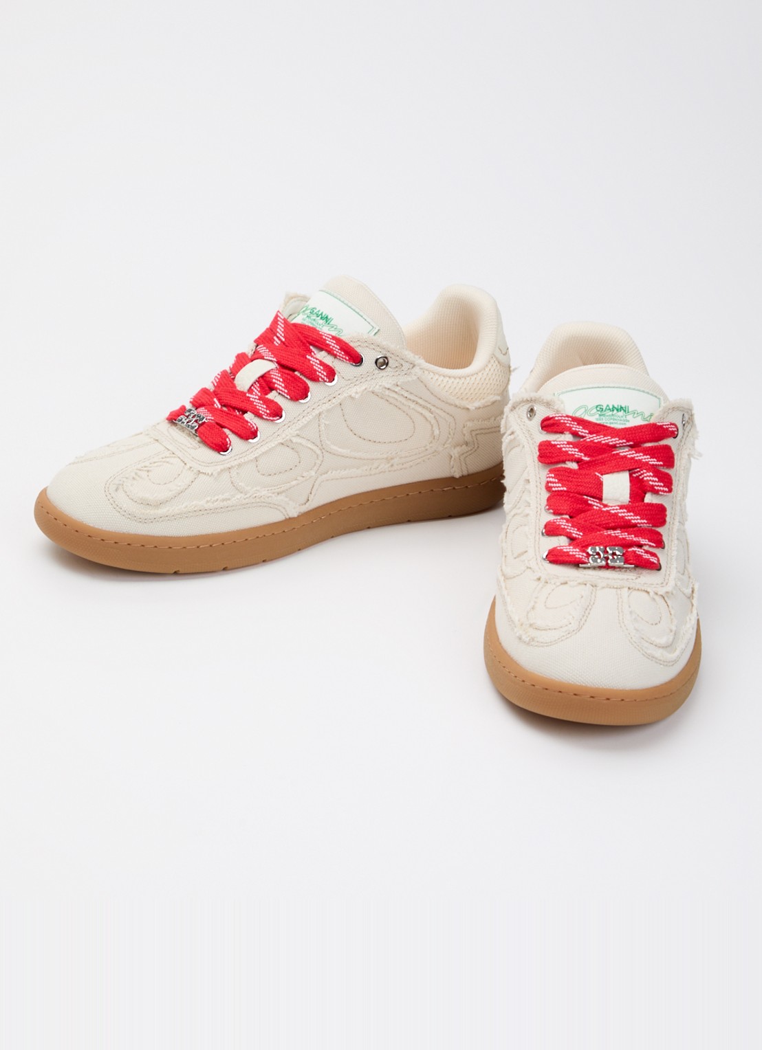Ganni Sneaker van canvas met mesh details - detail beige