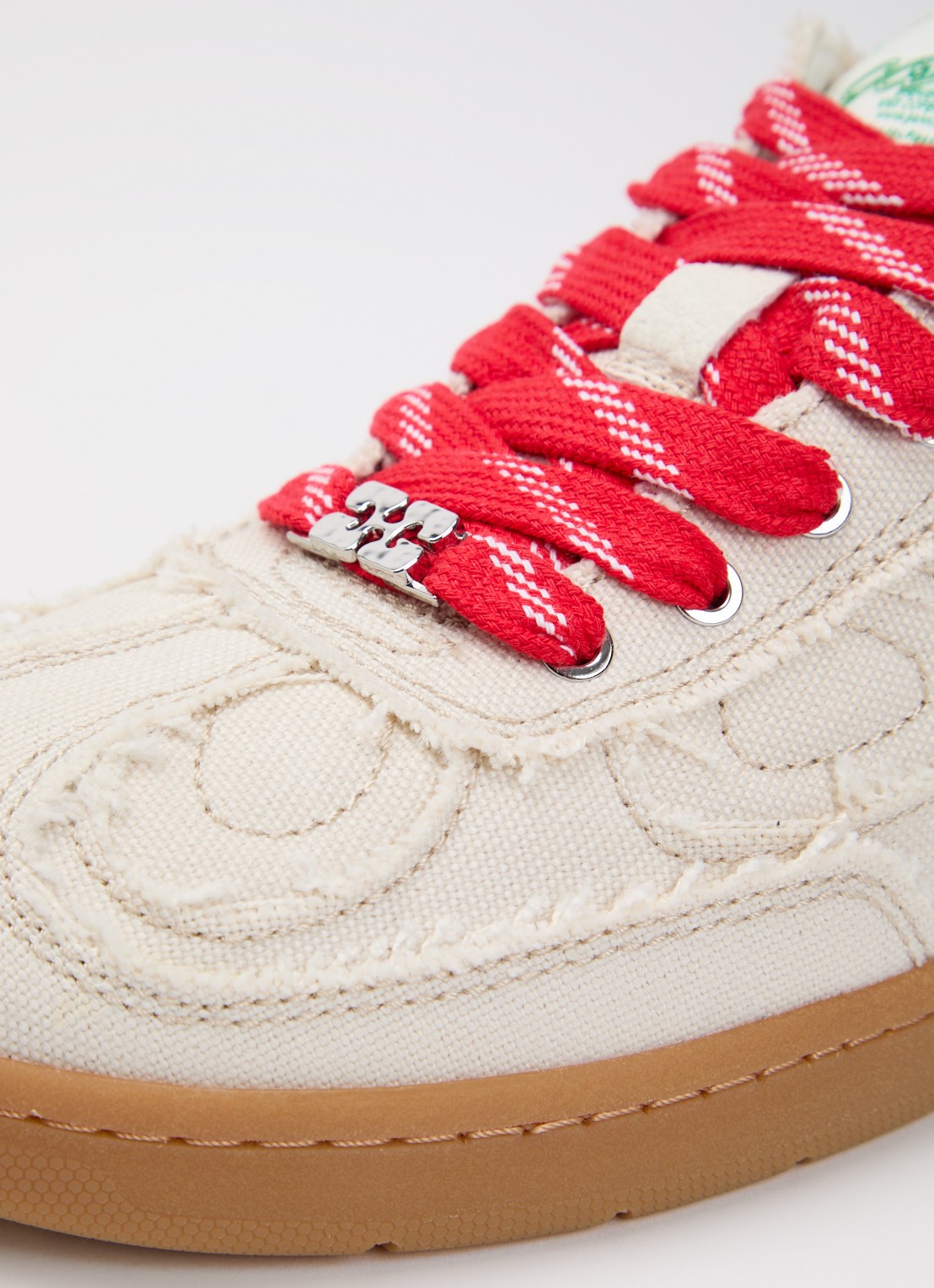 Ganni Sneaker van canvas met mesh details - detail 4 beige