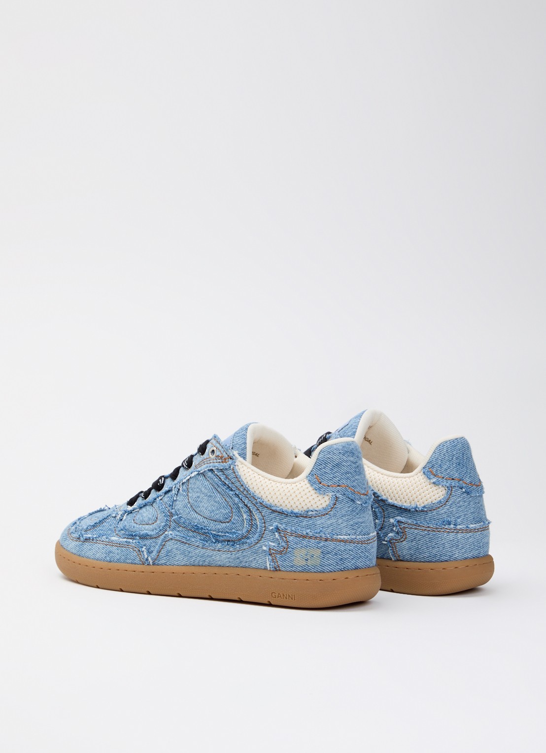 Ganni Sneaker van denim met mesh details - achterkant 7 indigo