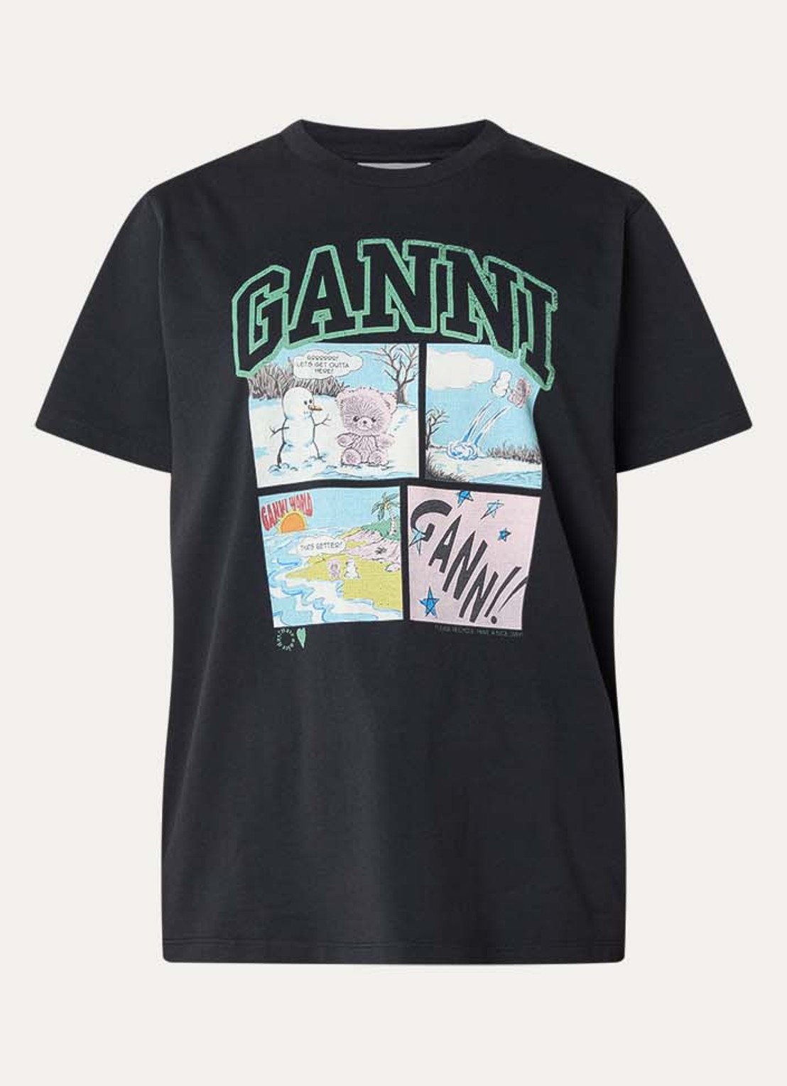 Ganni T-shirt met logoprint - voorkant 2 antraciet