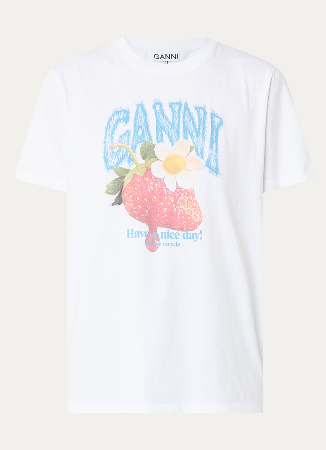 Ganni T-shirt met print - voorkant wit