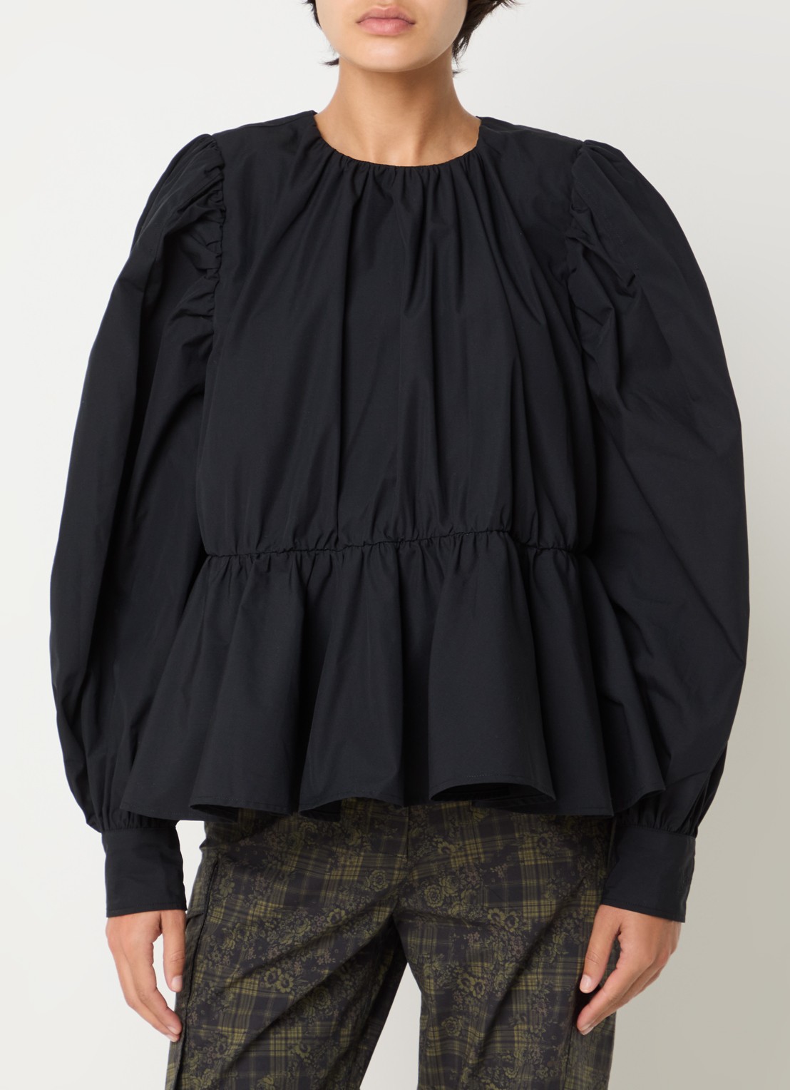 Ganni Tuniek met pofmouw  - detail 4 zwart