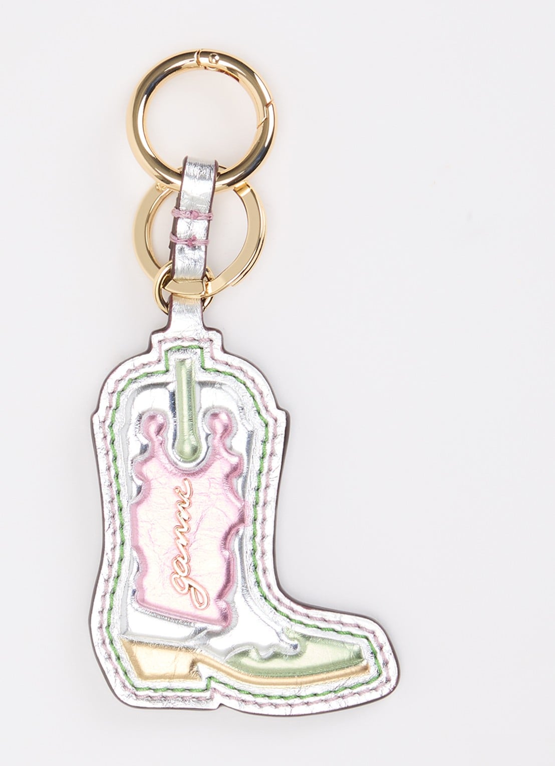 Ganni Western boot tasbedel  - voorkant zilver