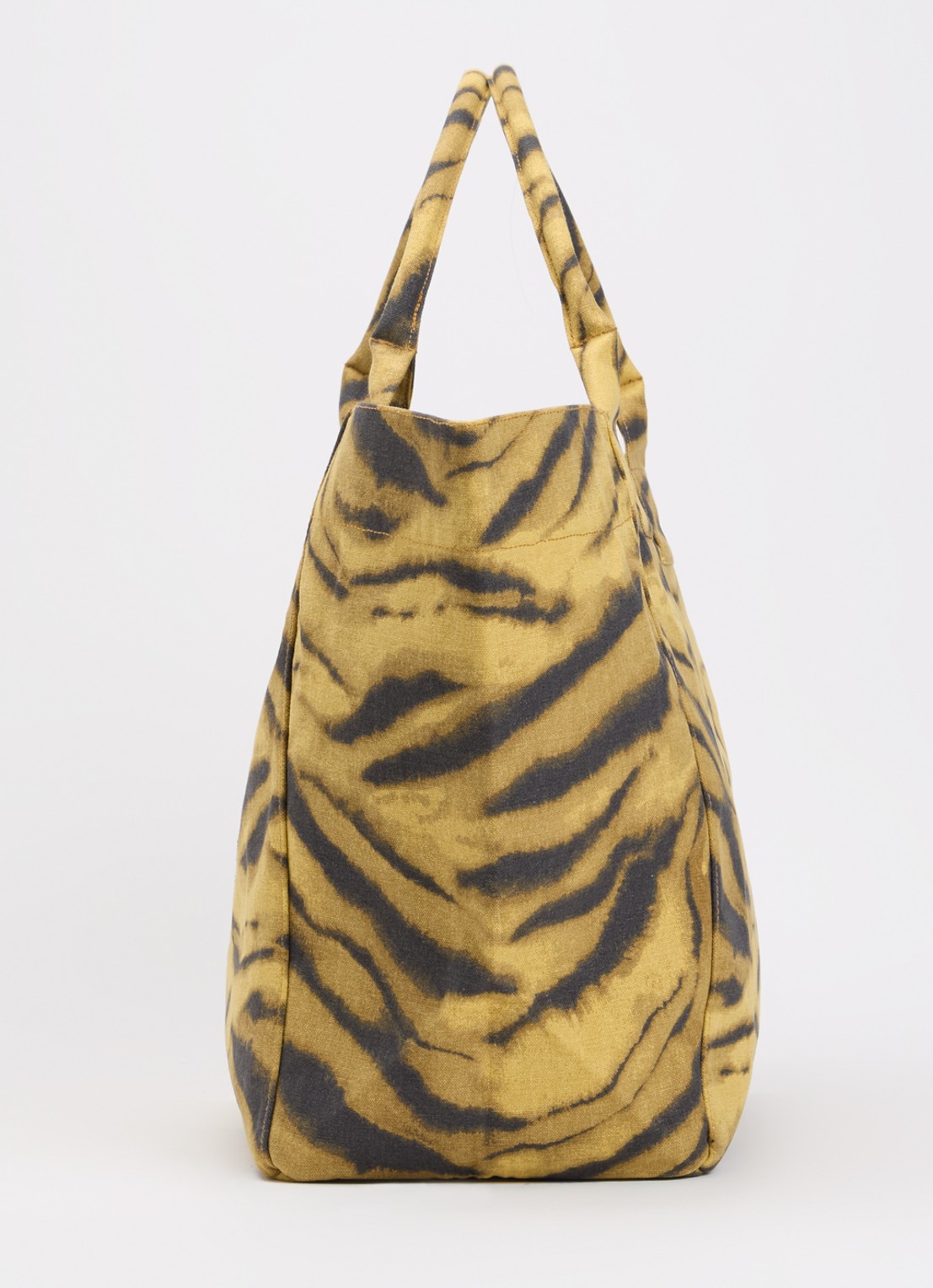 Ganni XXL Shopper van canvas met zebraprint - detail 2 geel