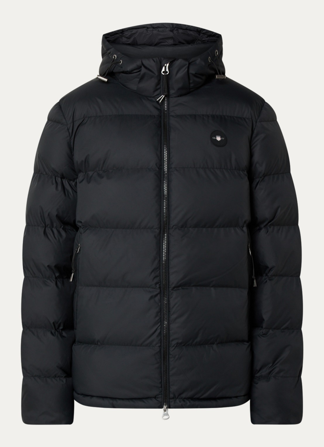 Gant Active Cloud puffer jack met afneembare capuchon en ritszakken - voorkant 3 zwart