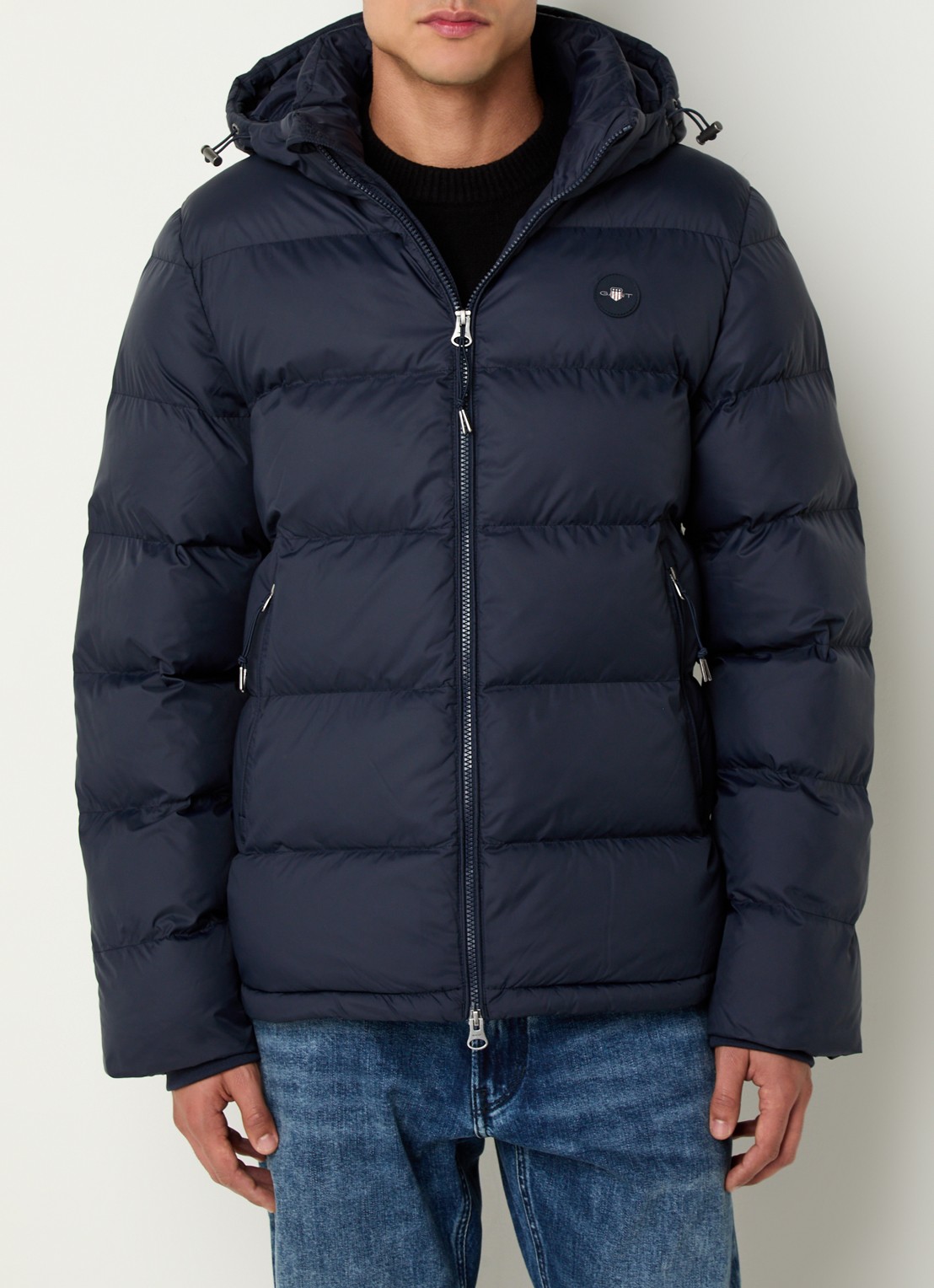 Gant Active Cloud puffer jack met afneembare capuchon en ritszakken - detail 4 donkerblauw