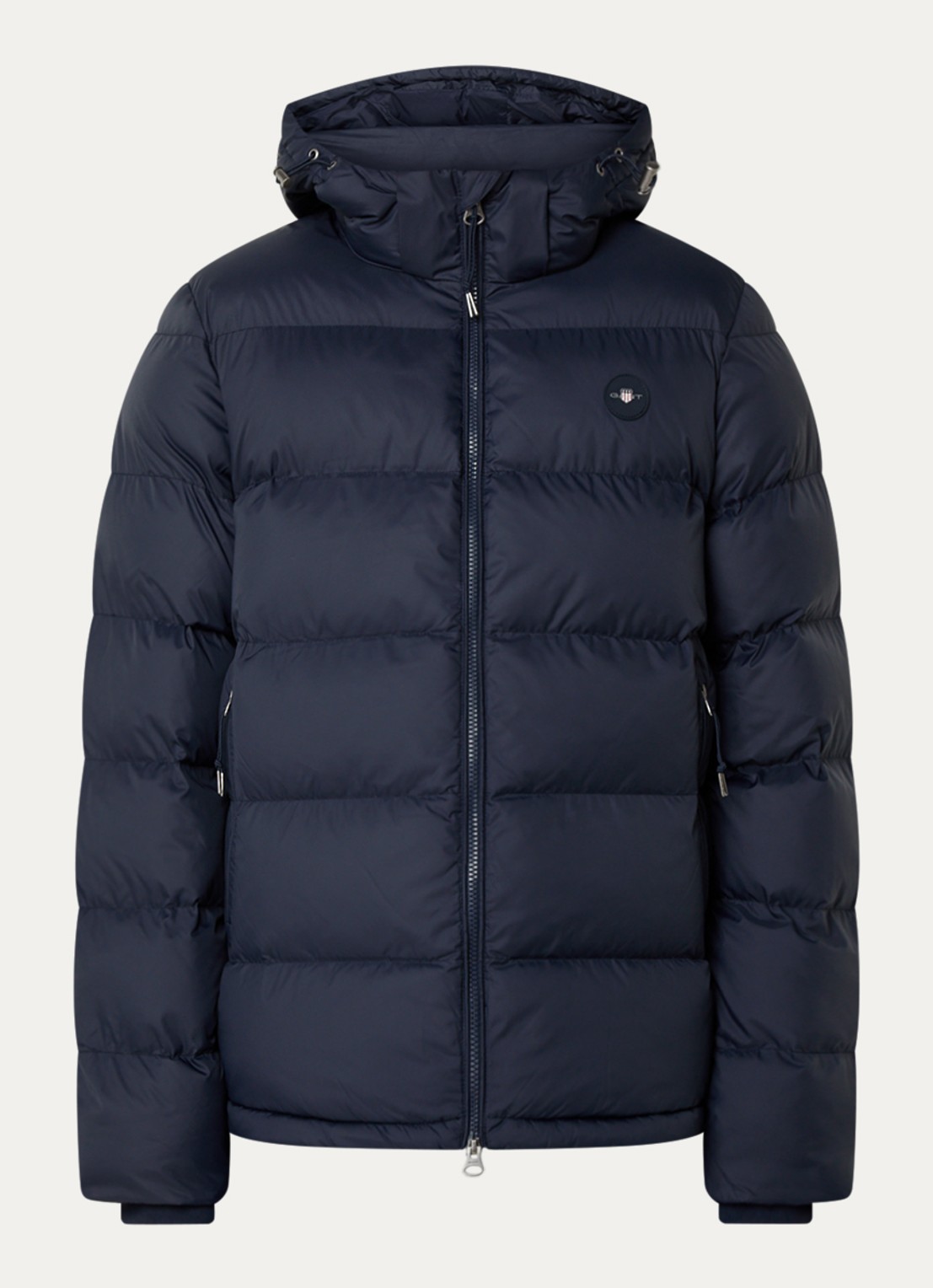 Gant Active Cloud puffer jack met afneembare capuchon en ritszakken - voorkant donkerblauw