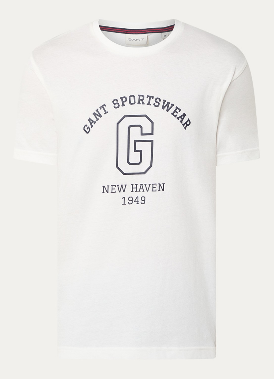 Gant College G T-shirt met logoprint - voorkant 3 gebroken wit