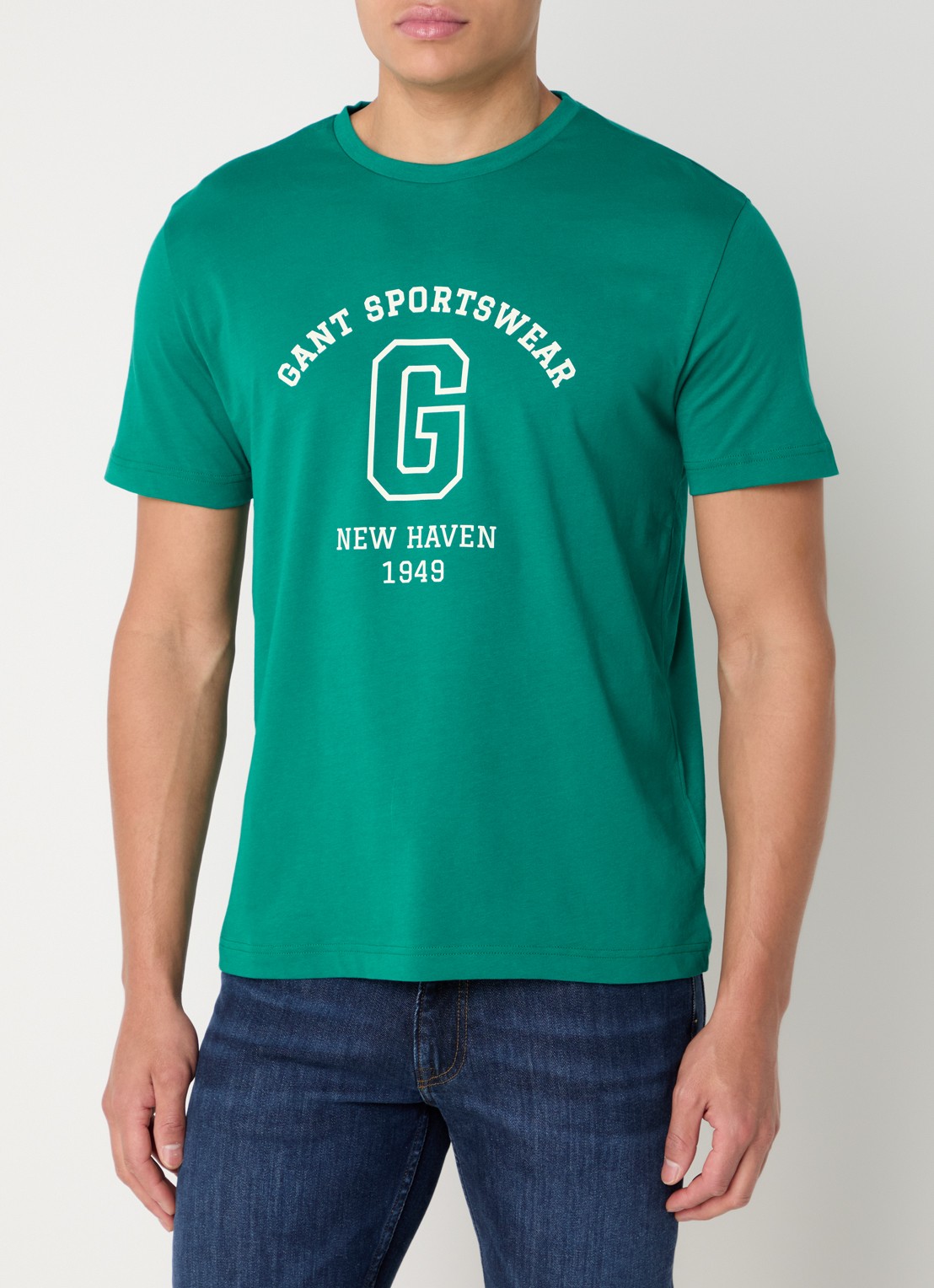 Gant College G T-shirt met logoprint - detail 4 groen