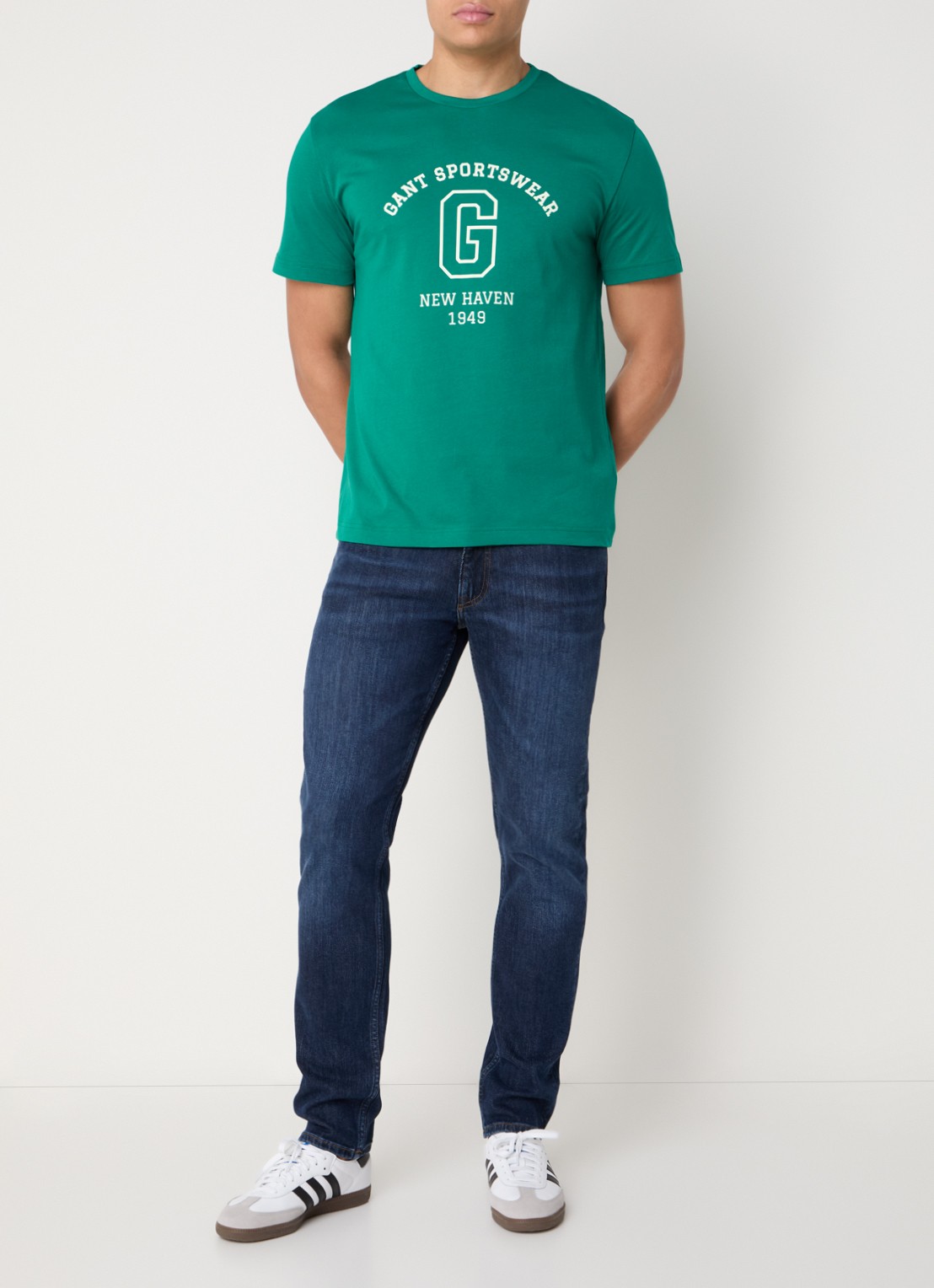 Gant College G T-shirt met logoprint - voorkant 2 groen