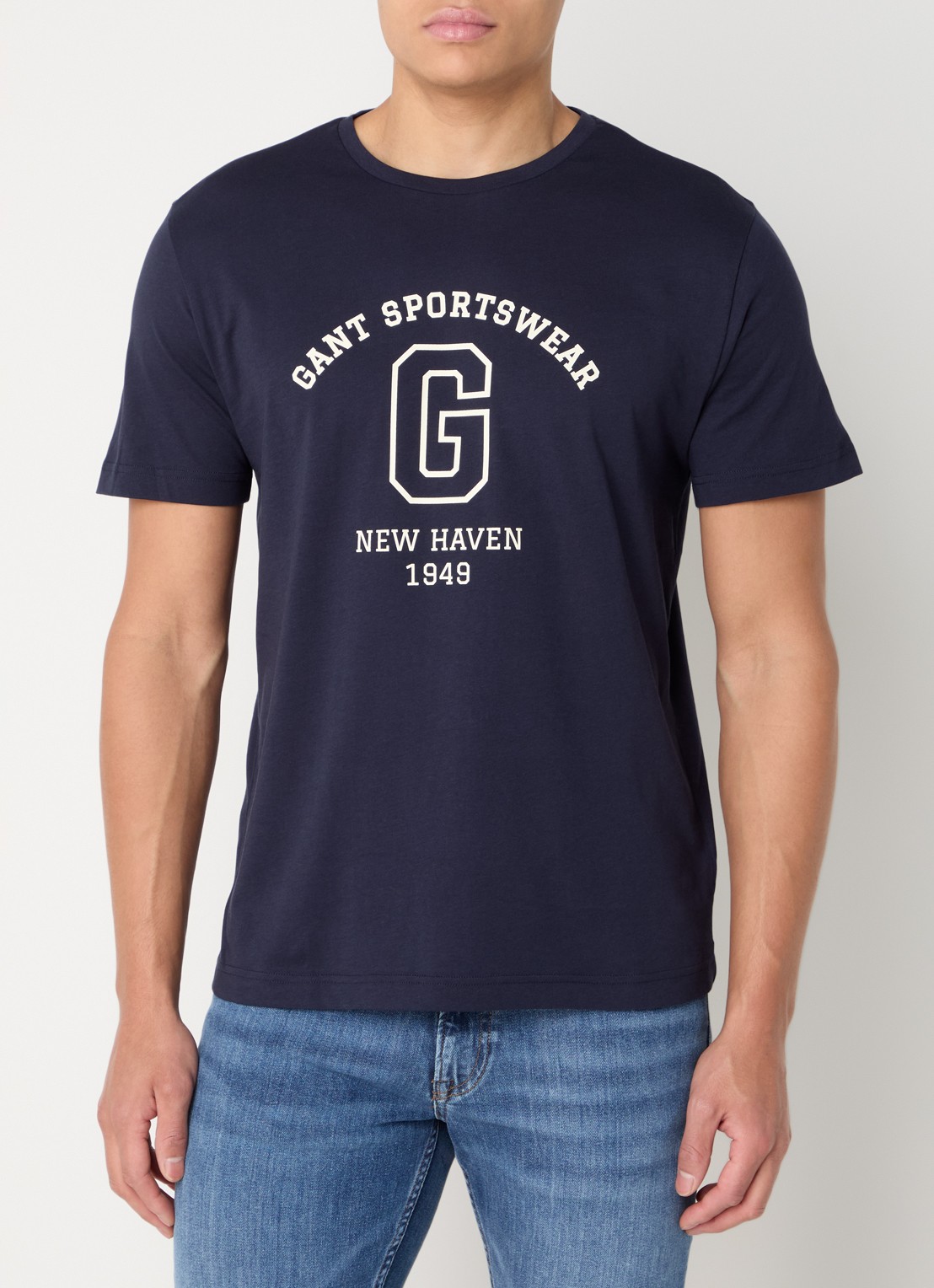 Gant College G T-shirt met logoprint - detail 4 donkerblauw