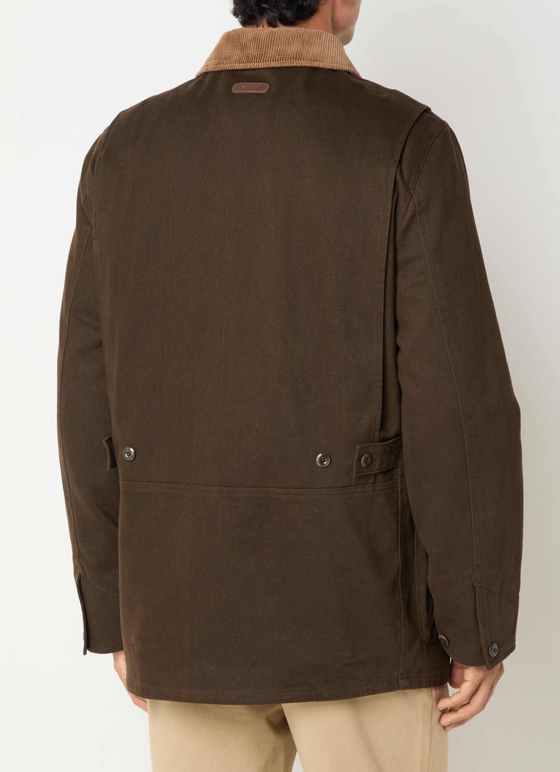 Gant Decker jack met details van corduroy - achterkant 3 donkerbruin