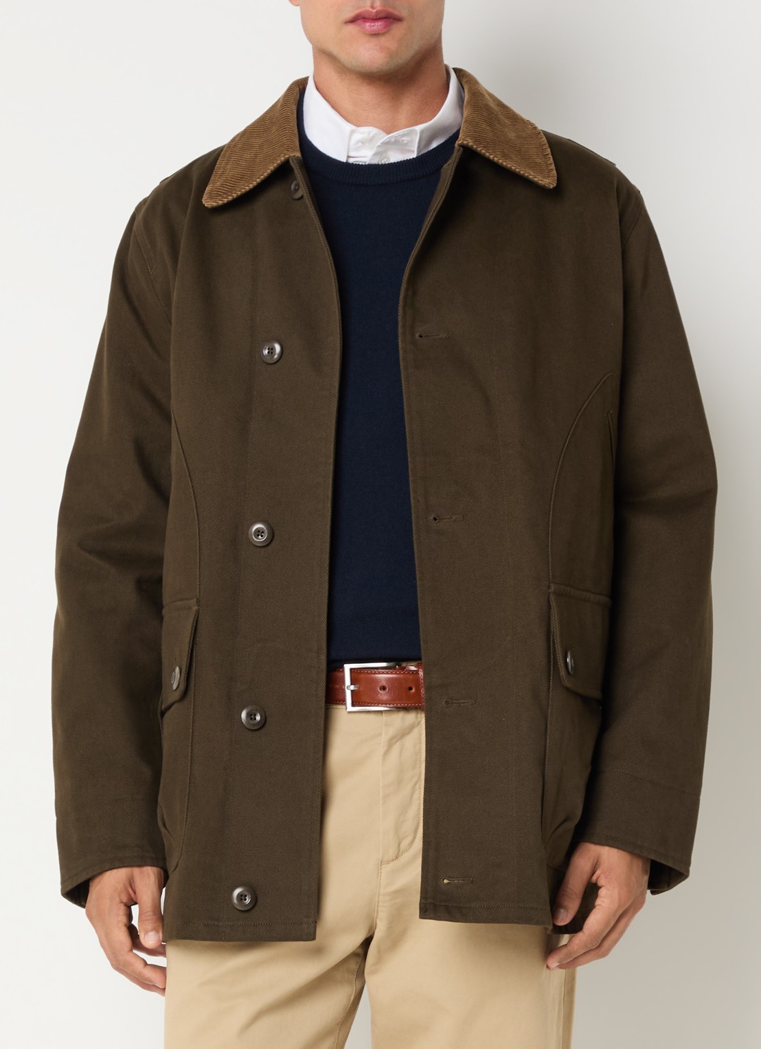 Gant Decker jack met details van corduroy - detail 4 donkerbruin