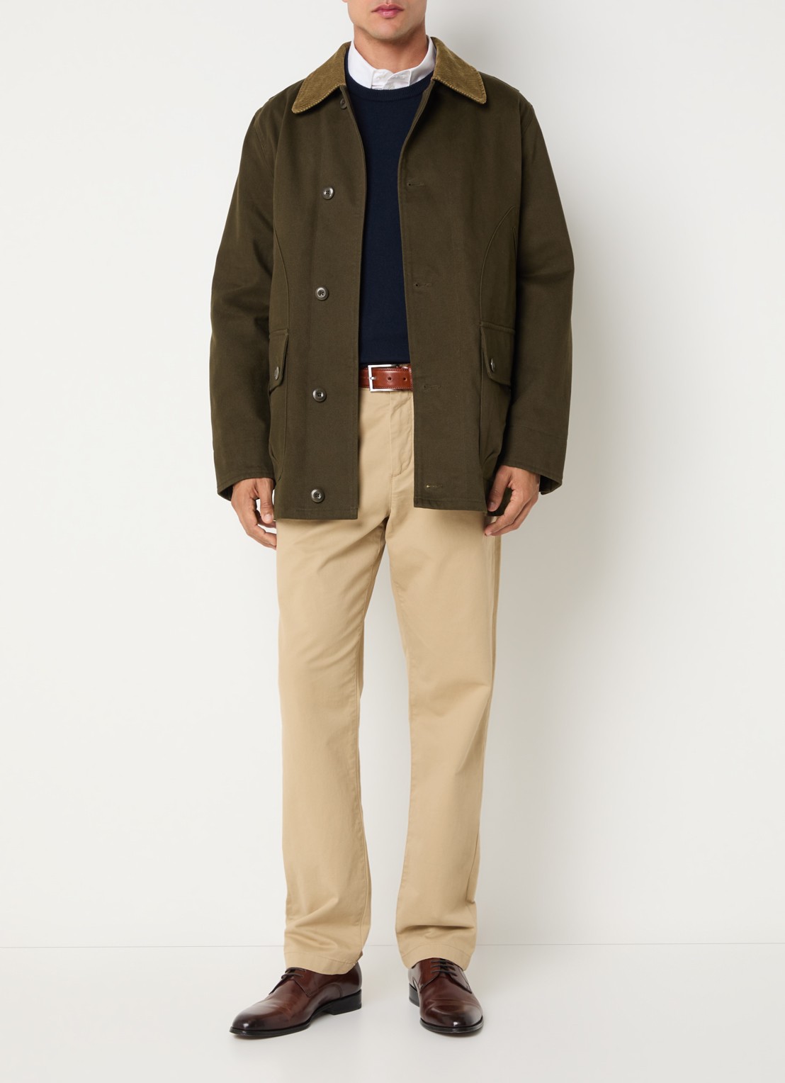 Gant Decker jack met details van corduroy - voorkant 2 donkerbruin