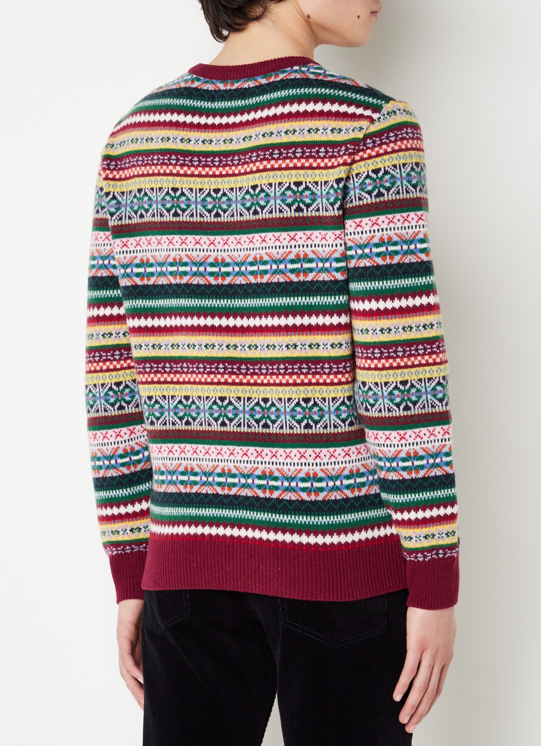 Gant Fair Isle trui van wol met ingebreid patroon - achterkant 4 bordeauxrood