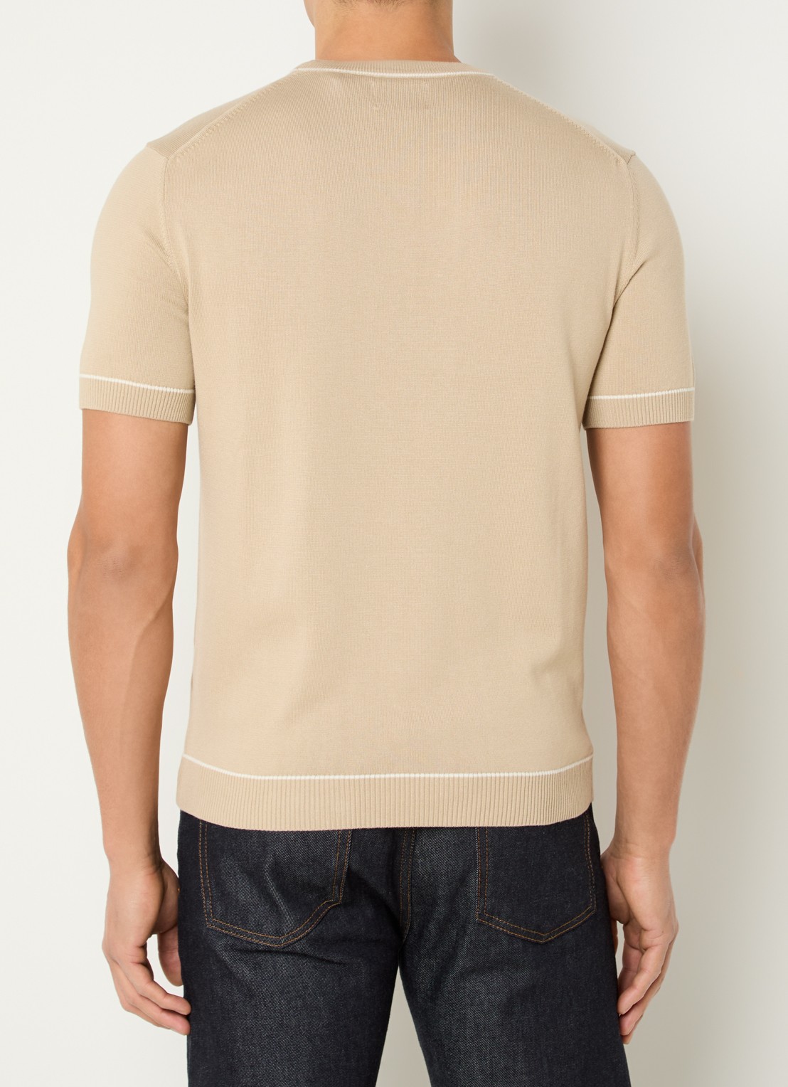 Gant Fijngebreid T-shirt met ronde hals - achterkant 4 beige