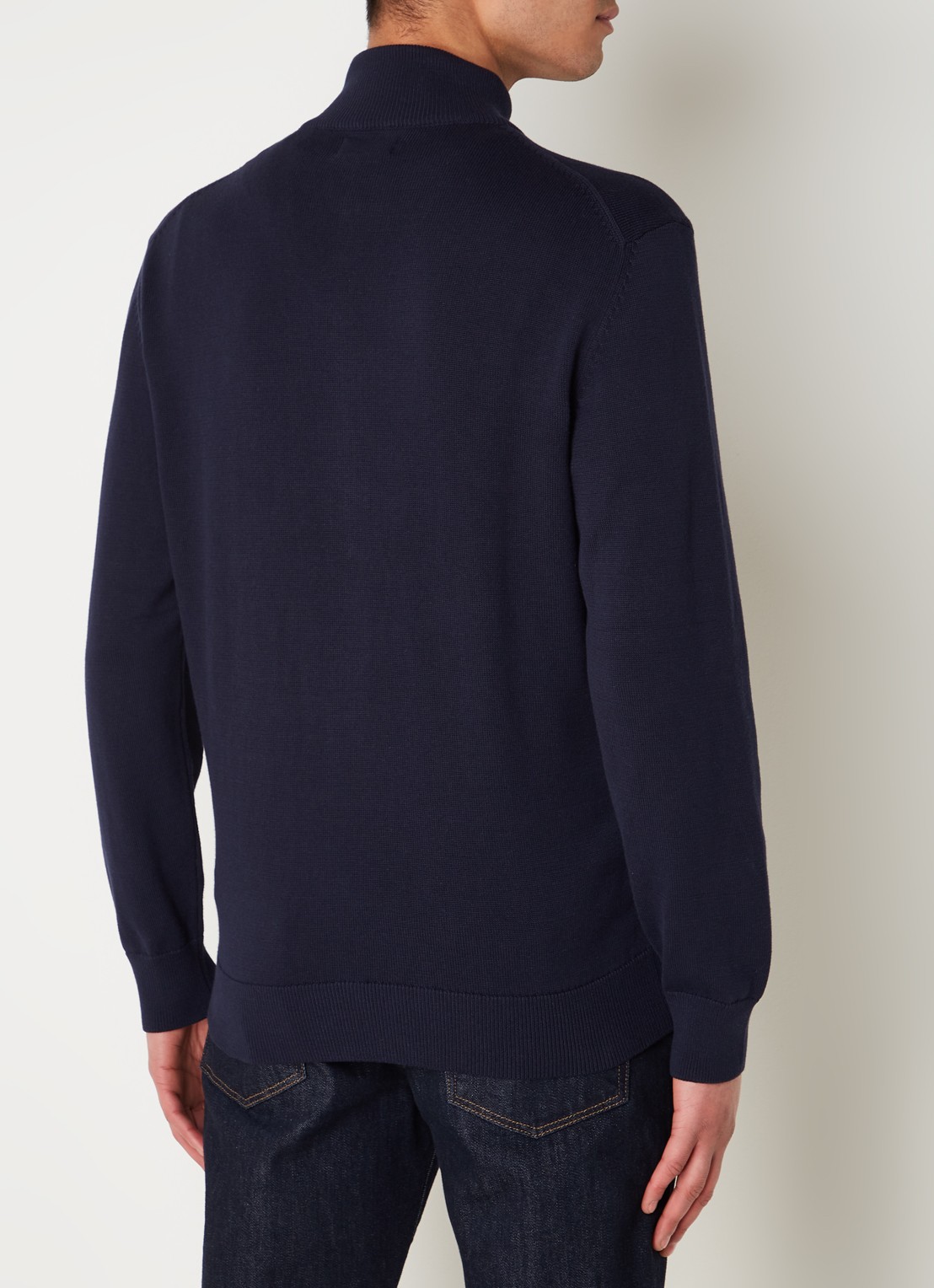 Gant Fijngebreid vest met logoborduring - achterkant donkerblauw