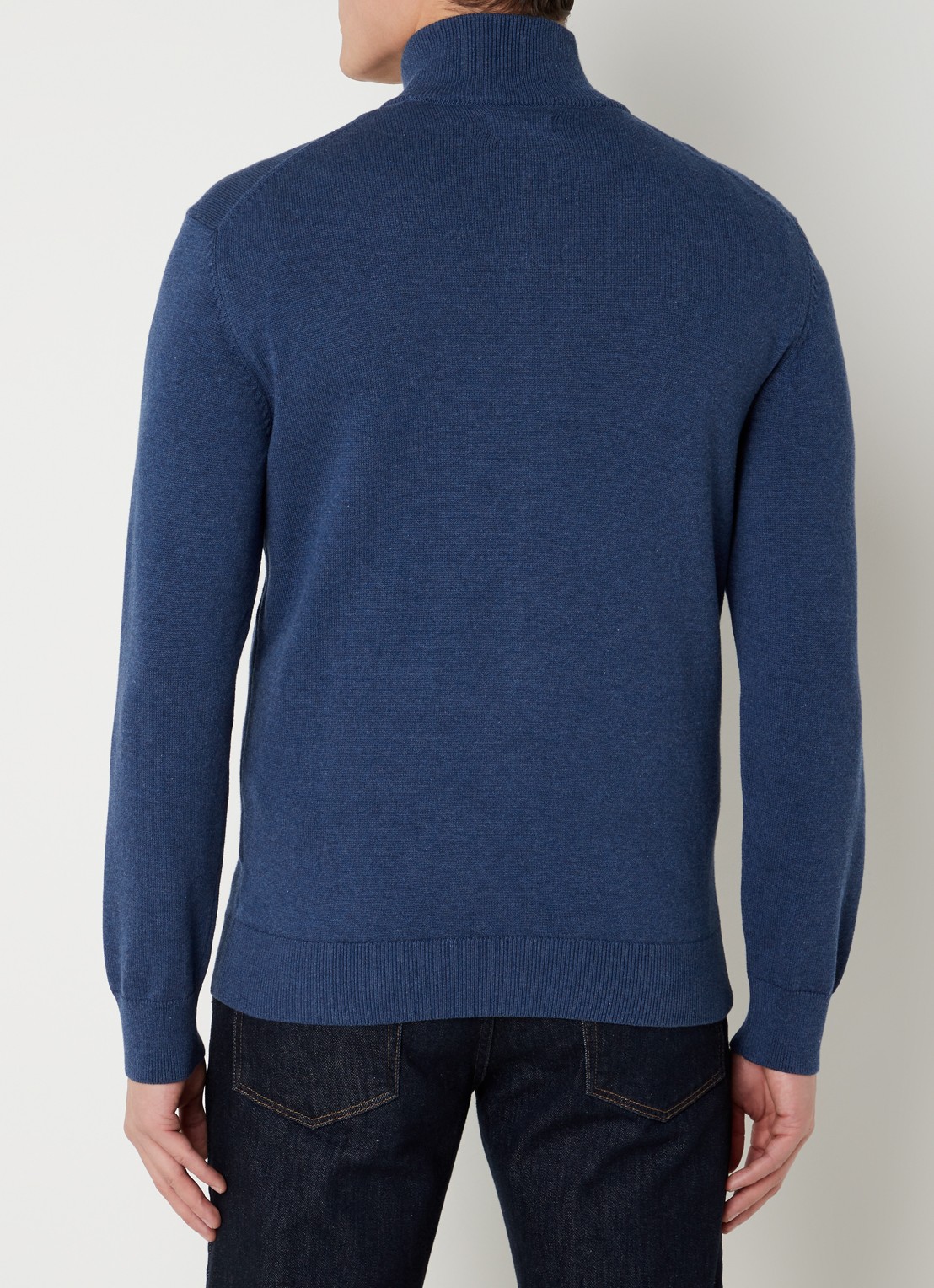 Gant Fijngebreid vest met logoborduring - achterkant indigo