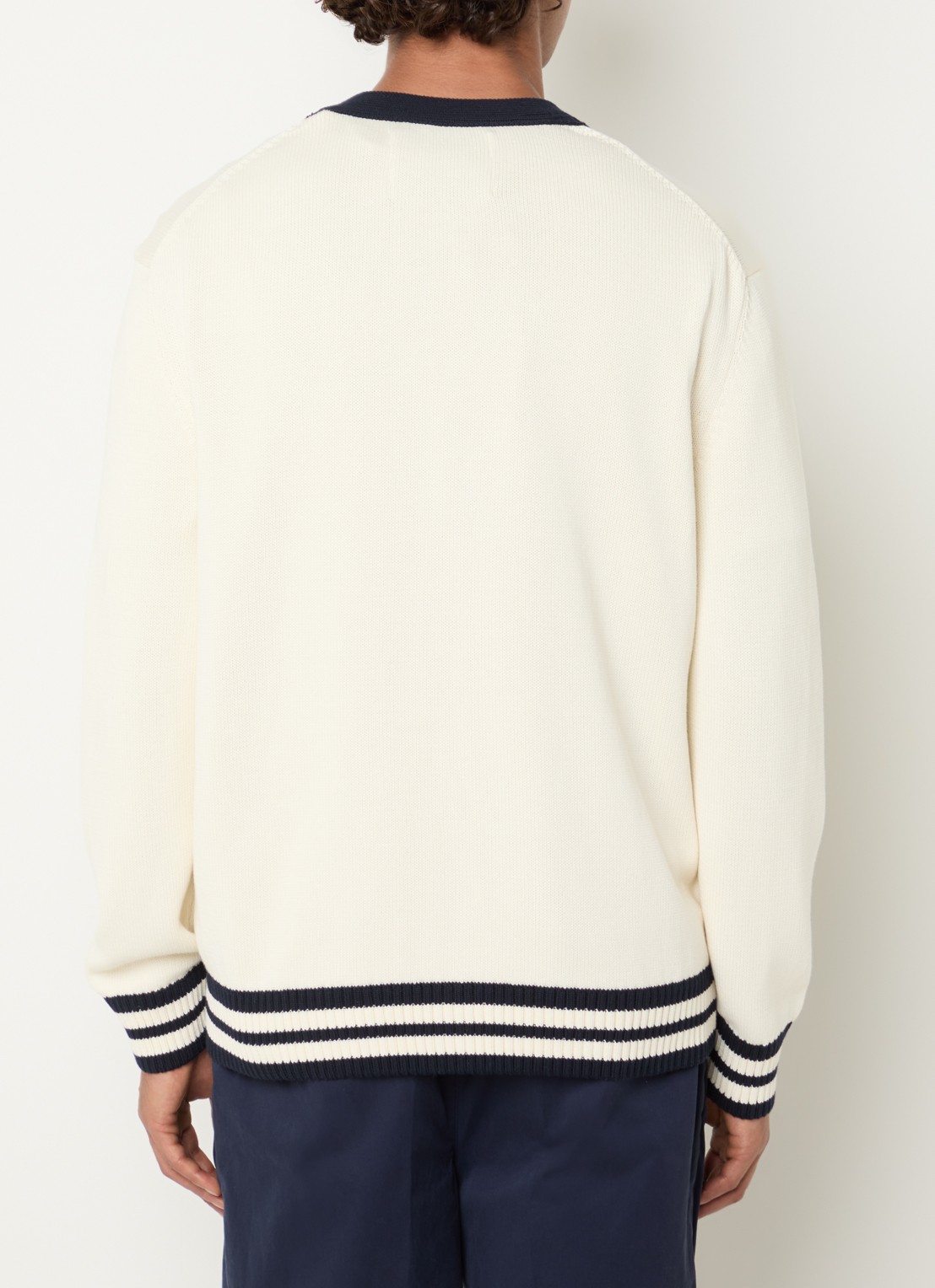 Gant Fijngebreid vest met logoborduring - achterkant 3 creme